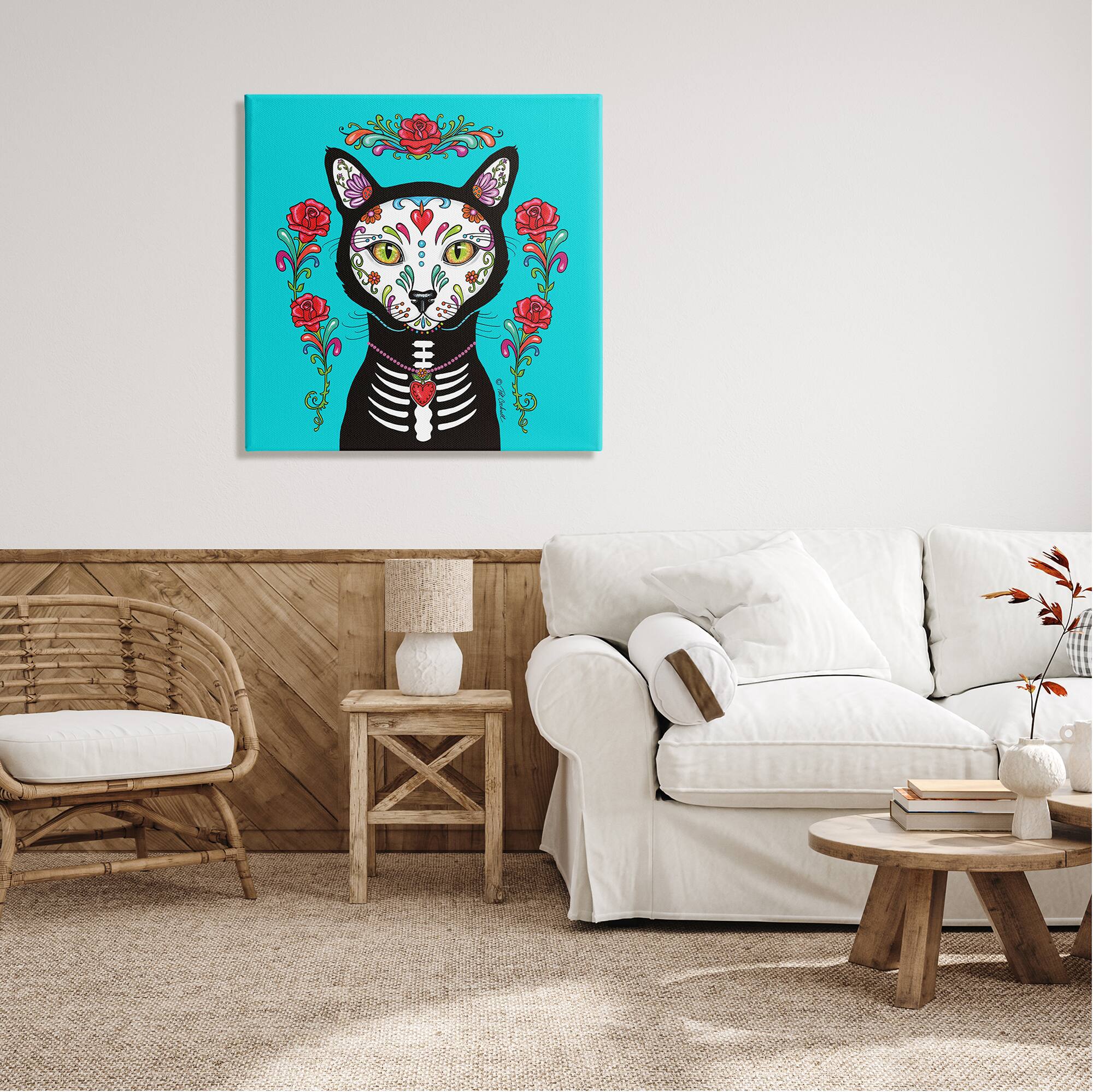 Stupell Industries Day of Dead Cat Portrait Canvas Wall Art