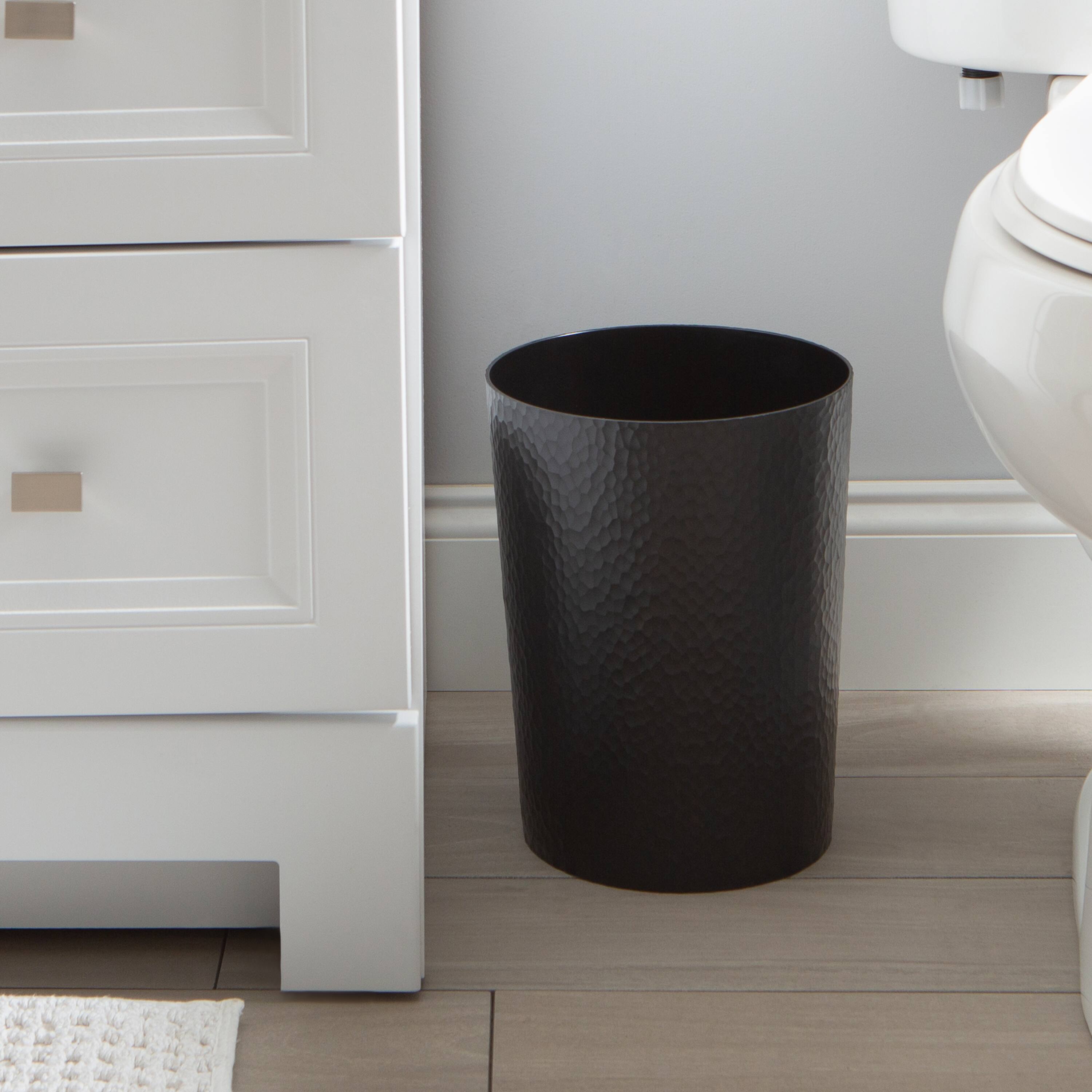 Bath Bliss Black Hammered Textured Trash Can