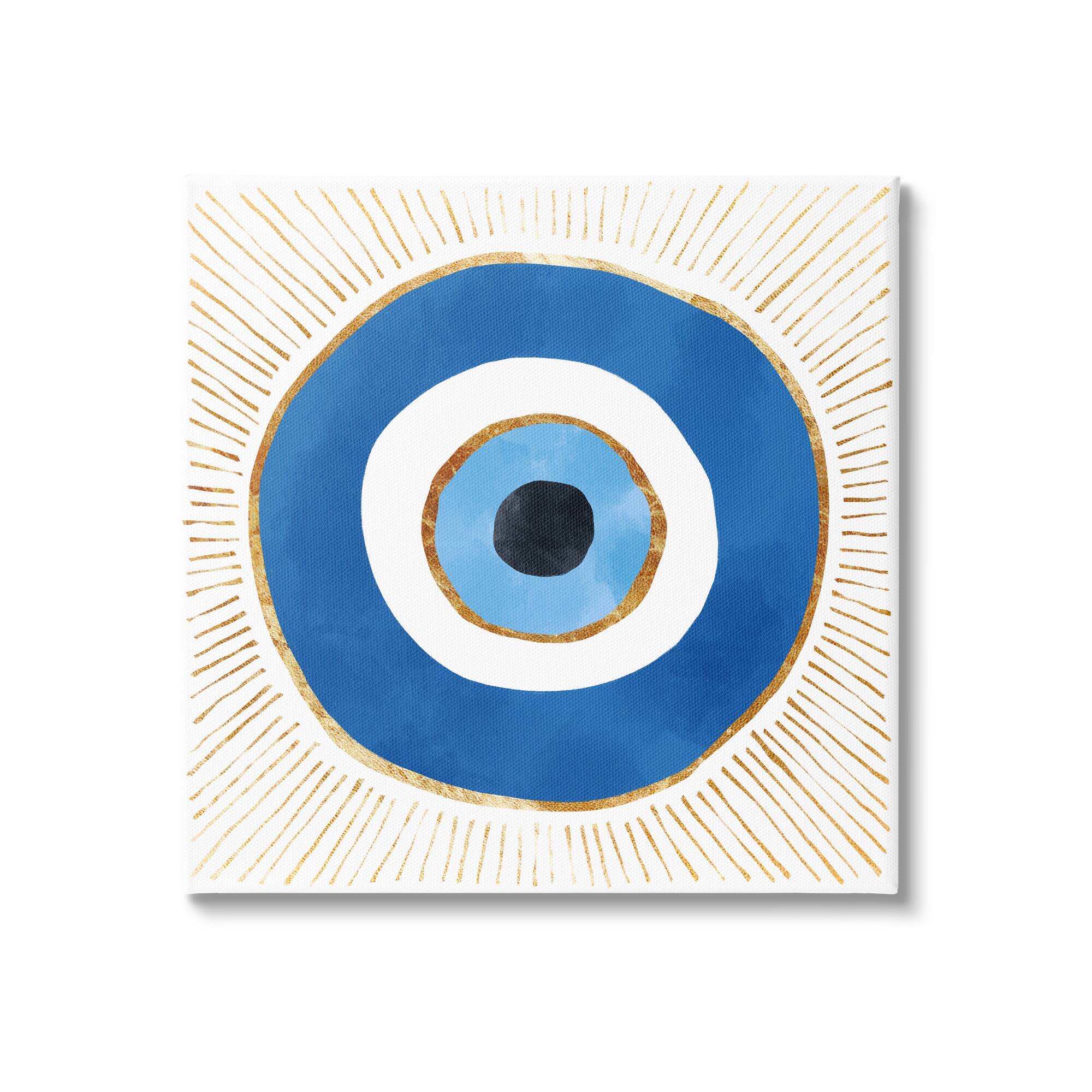 Stupell Industries Evil Eye Symbol Striped Rays Canvas Wall Art
