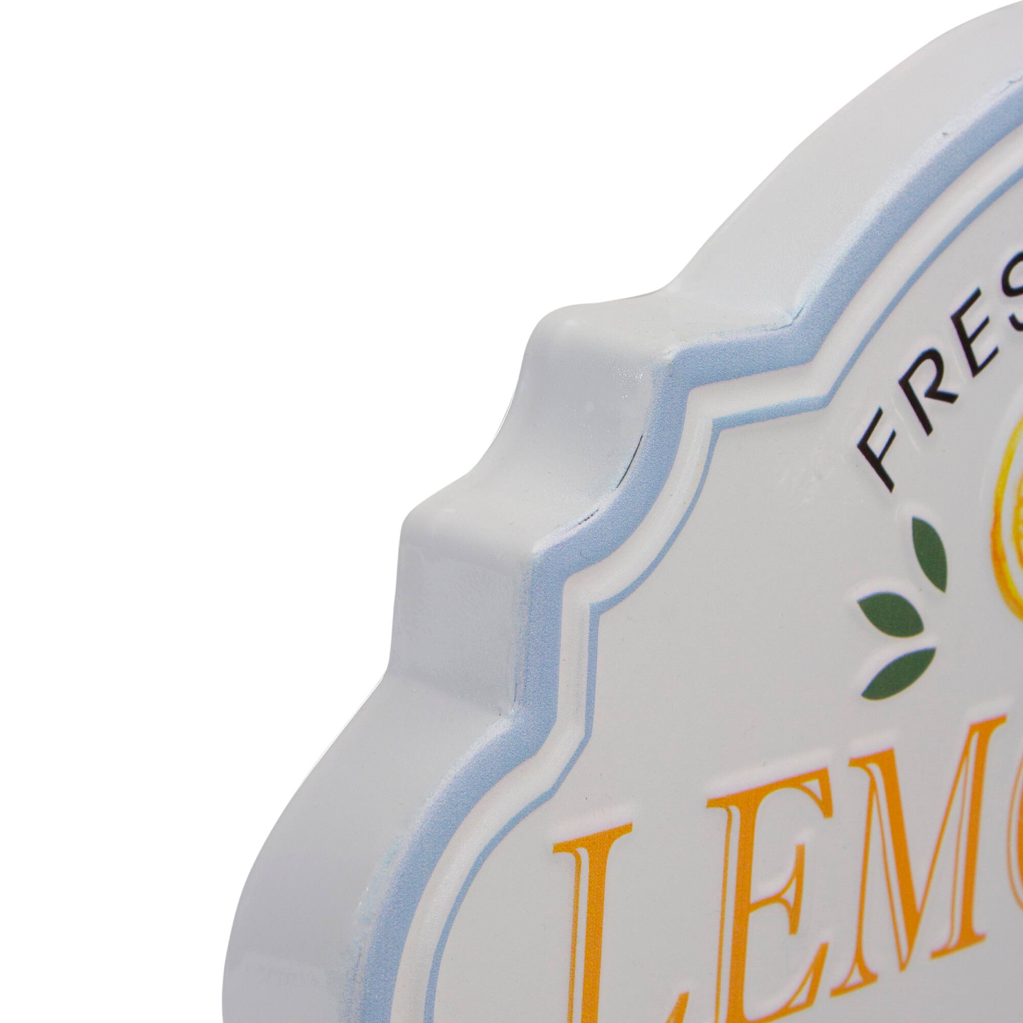 15.25&#x22; Yellow &#x26; Blue Metal Fresh Squeezed Lemonade Sign Spring Wall D&#xE9;cor