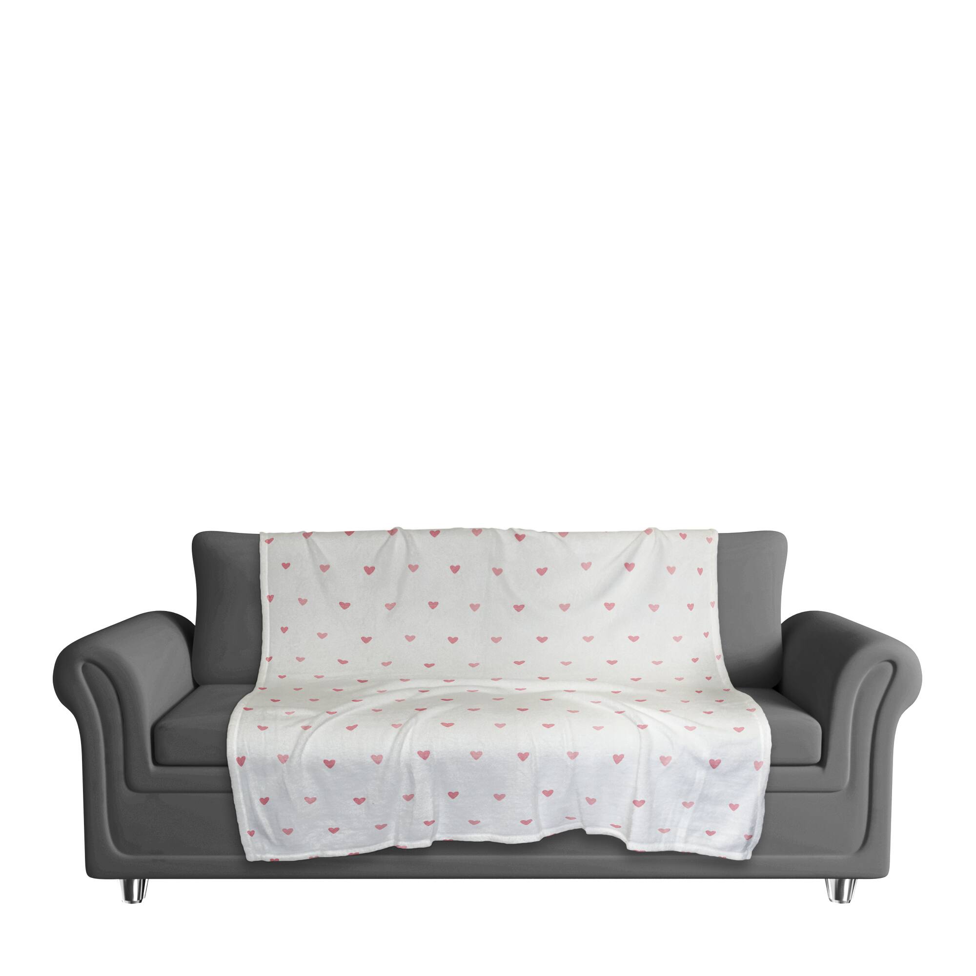 Simple Heart Pattern 50" x 60" Coral Fleece Blanket