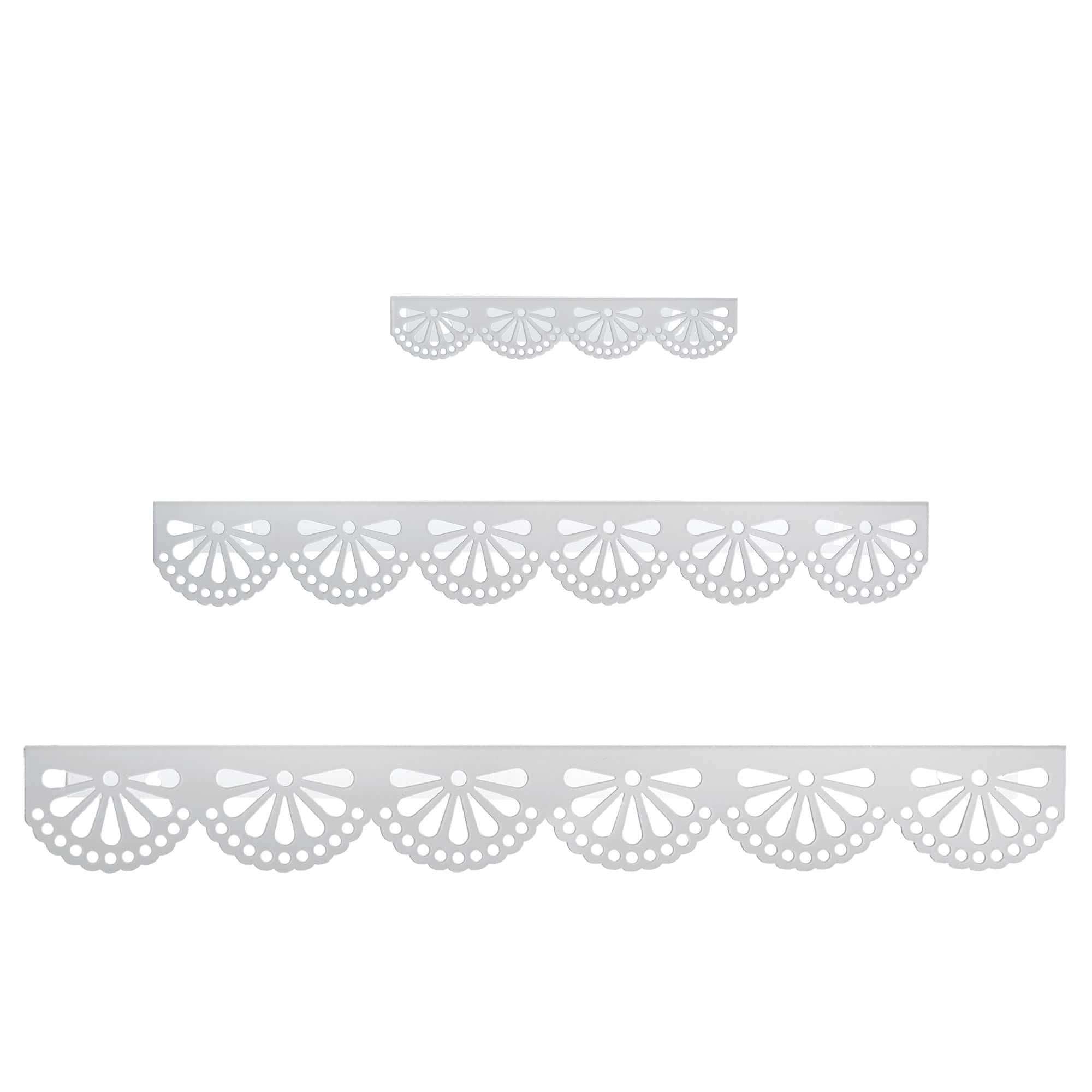 American Art Decor Scallop Metal Floating Shelves, White 3" x 5" x 24", 3pc.