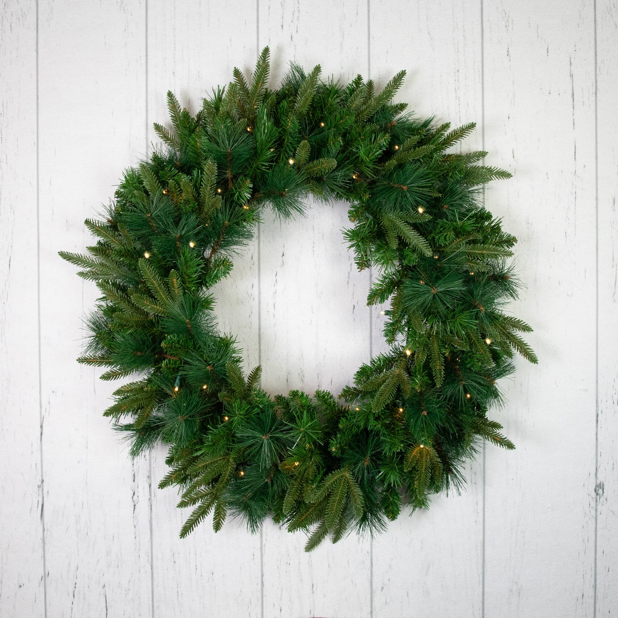 2.5ft. Pre-Lit Mixed Rosemary Emerald Angel Pine Artificial Christmas Wreath