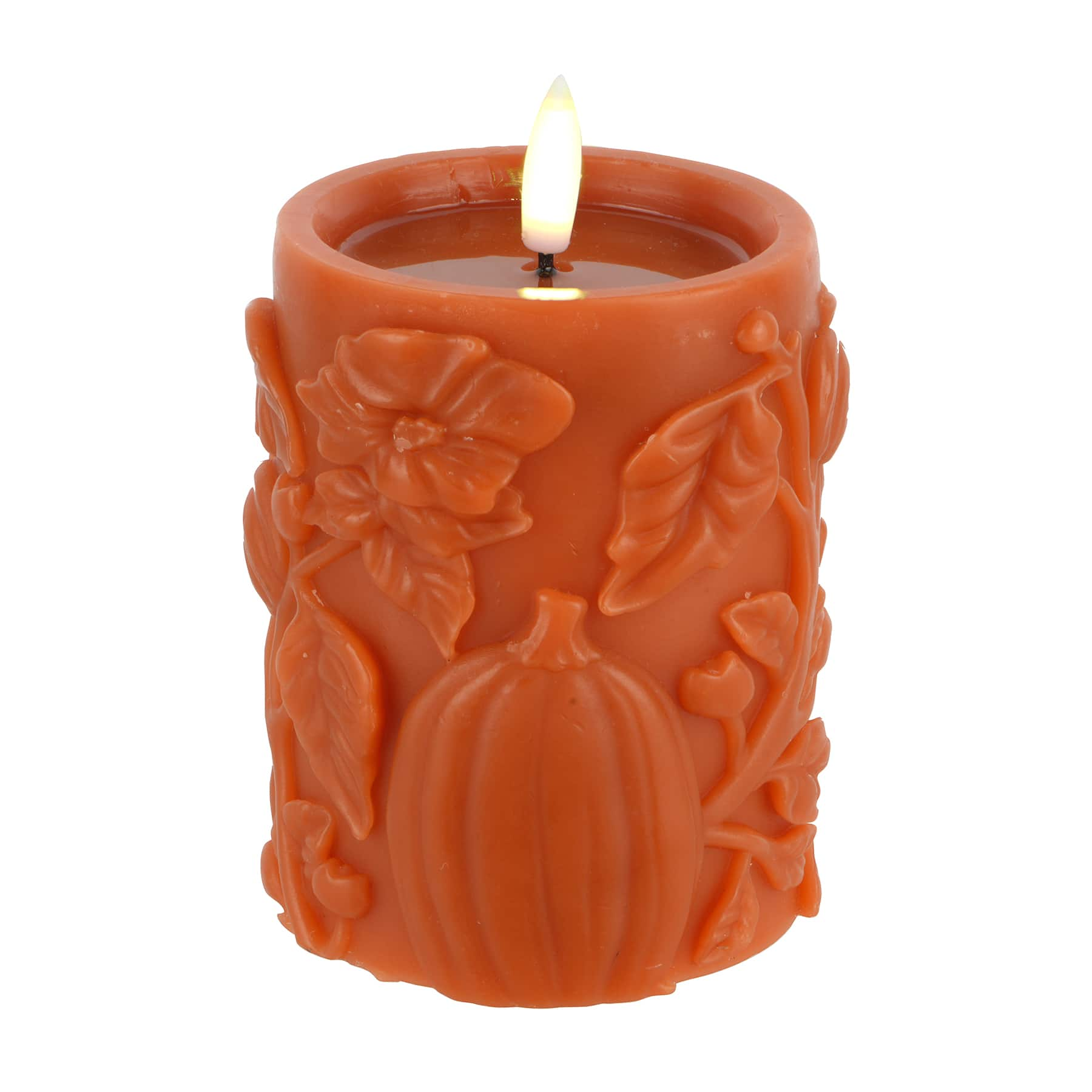 3&#x22; x 4&#x22; Orange Pumpkin LED Pillar Candle by Ashland&#xAE;