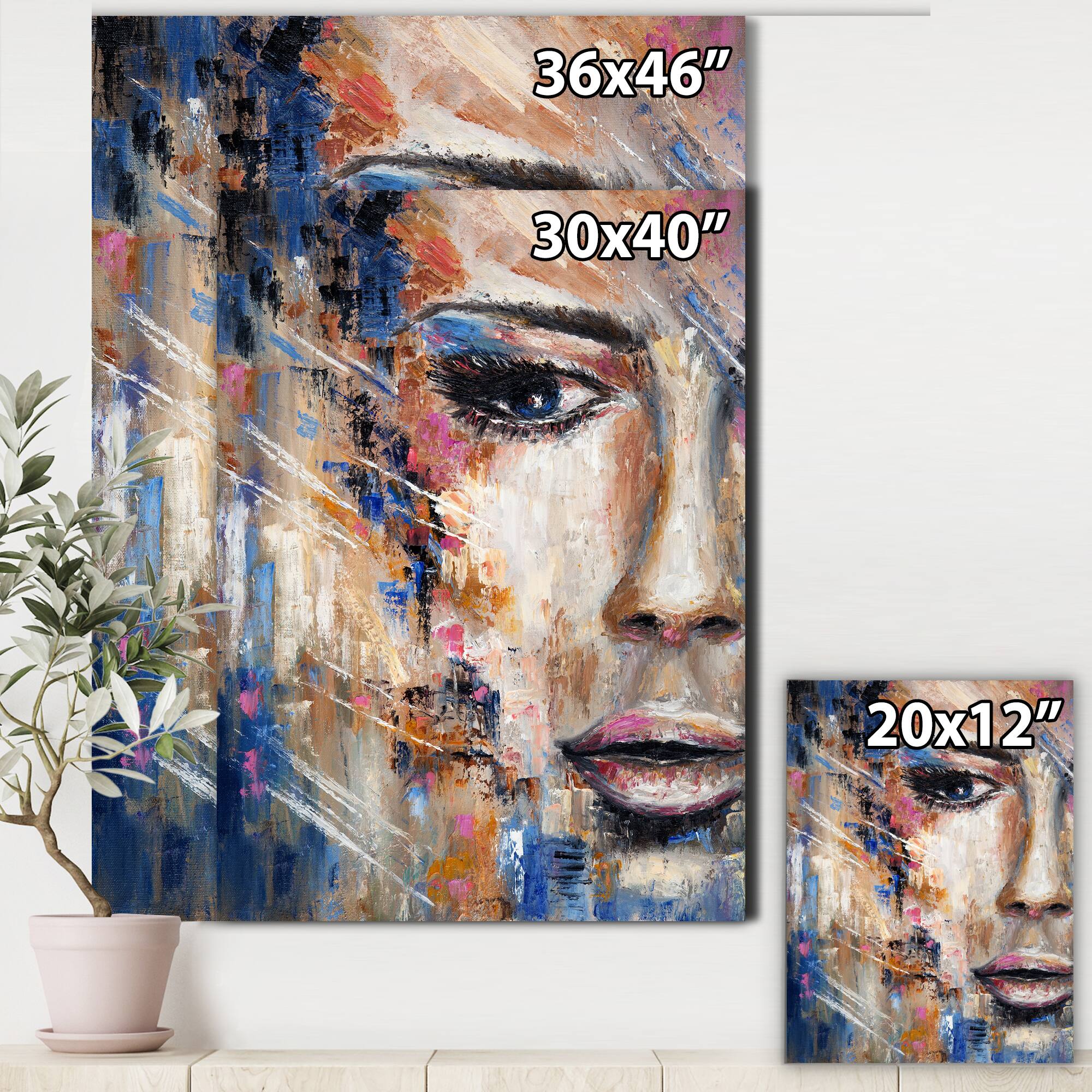 Designart - Portrait Of A Young Woman IV - Contemporary Canvas Wall Art Print