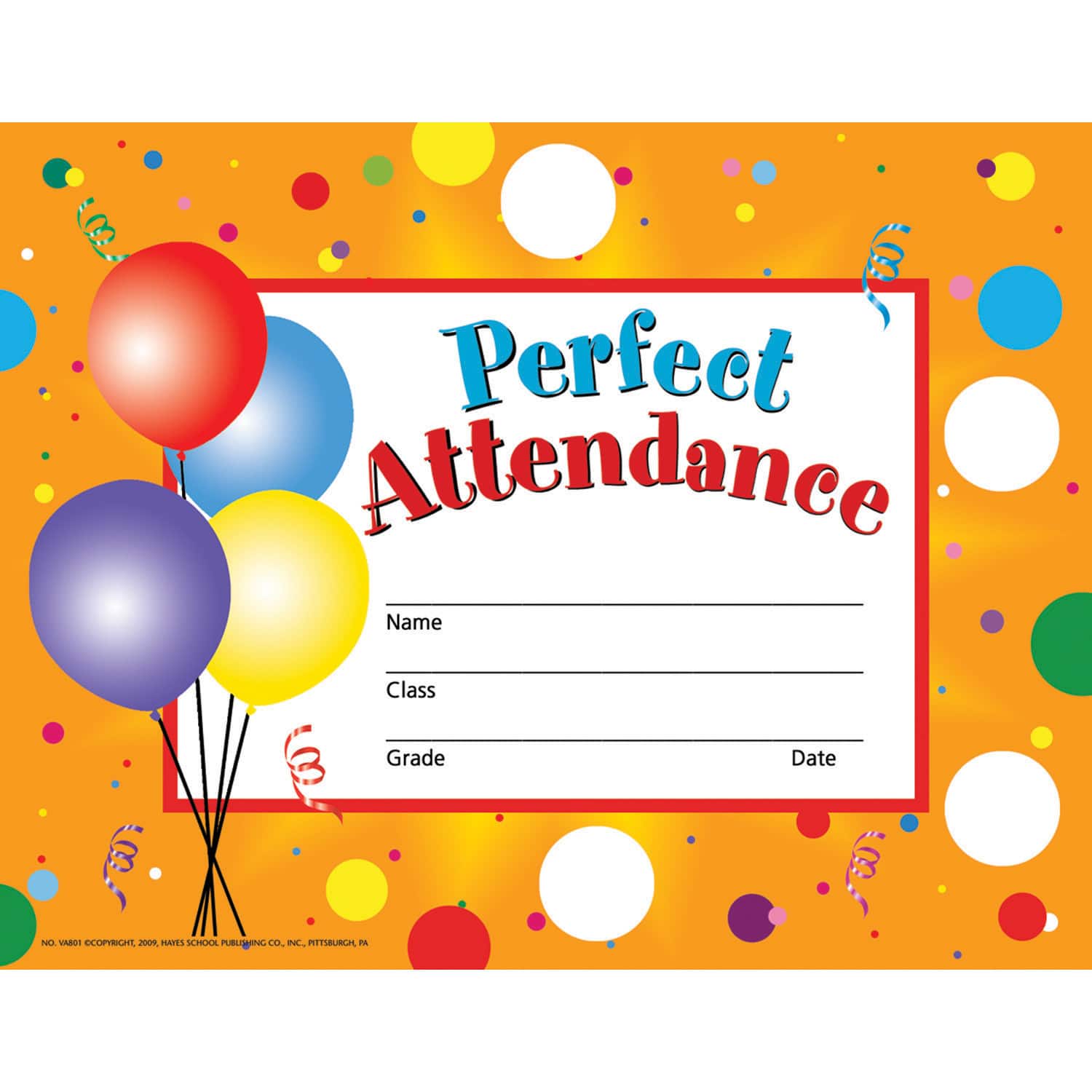 Hayes Publishing Perfect Attendance Certificates & Seals Set