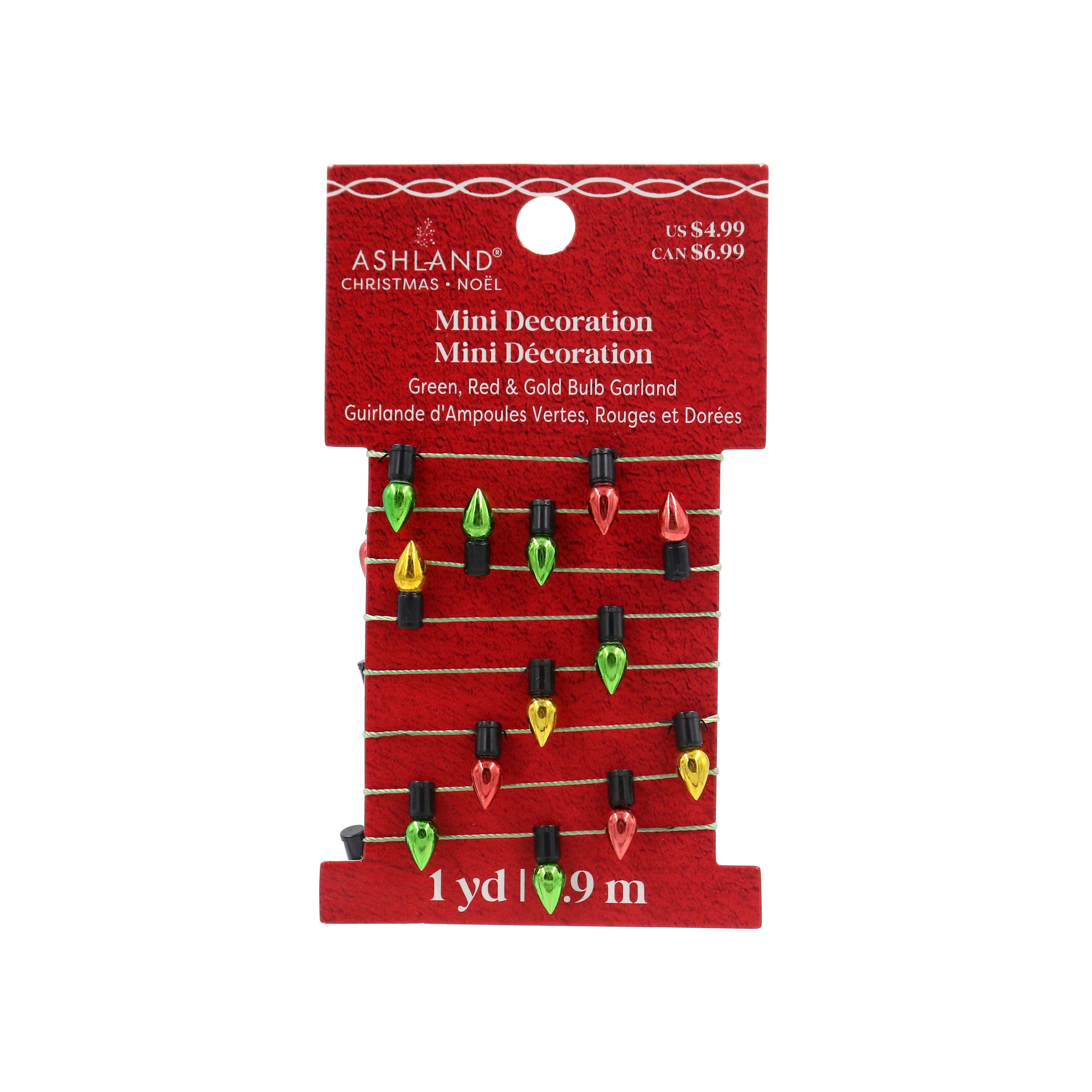 Mini Red, Green &#x26; Gold Bulb Garland by Ashland&#xAE;