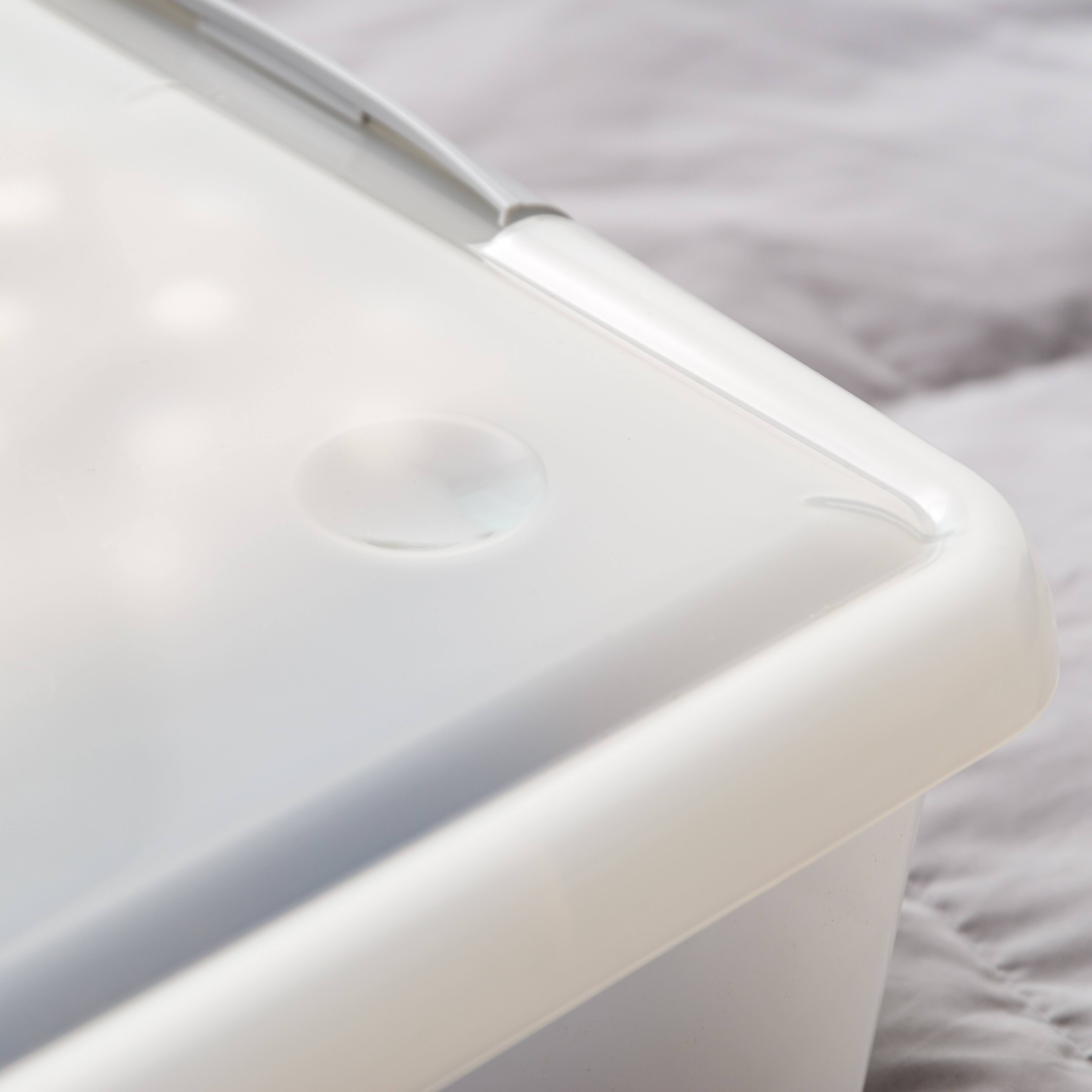 IRIS&#xAE; 40qt. Clear Store &#x26; Slide Box with Lid &#x26; Gunsmoke Gray Latches