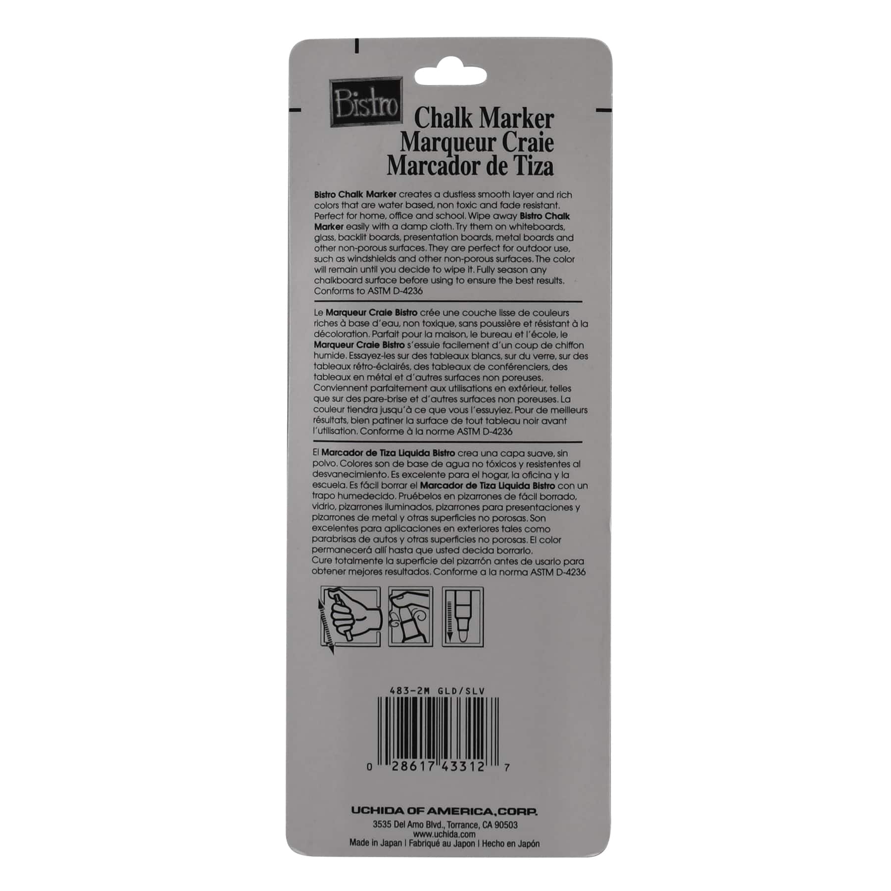 12 Packs: 2 ct. (24 total) Marvy® Uchida Bistro Chisel Tip Metallic Chalk Markers