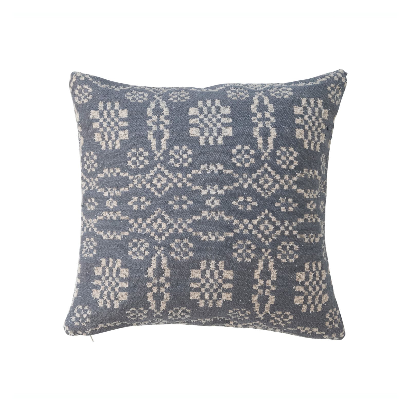 Slate Blue Woven Cotton Jacquard Pillow