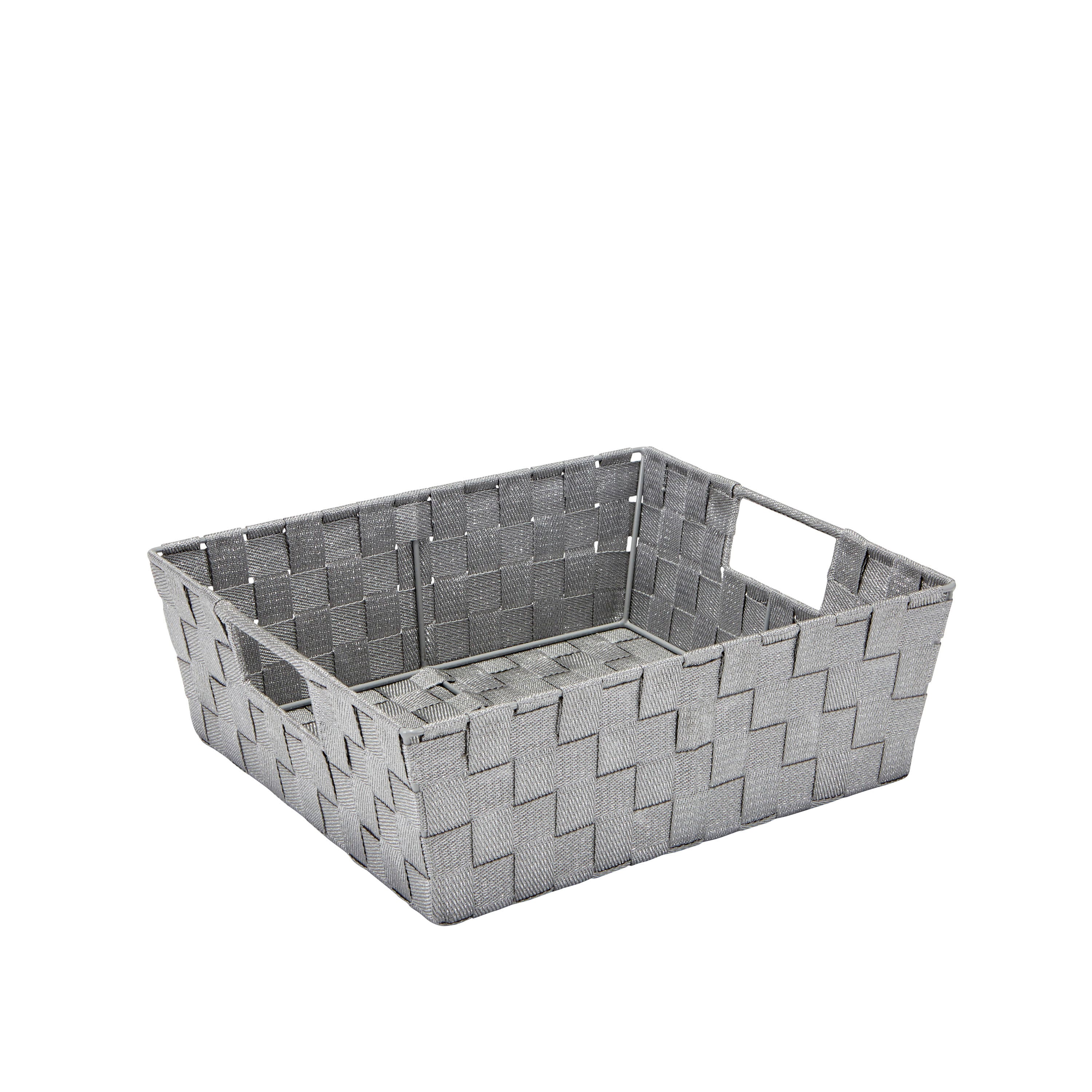 Simplify Lurex Striped Woven Storage Shelf Bin