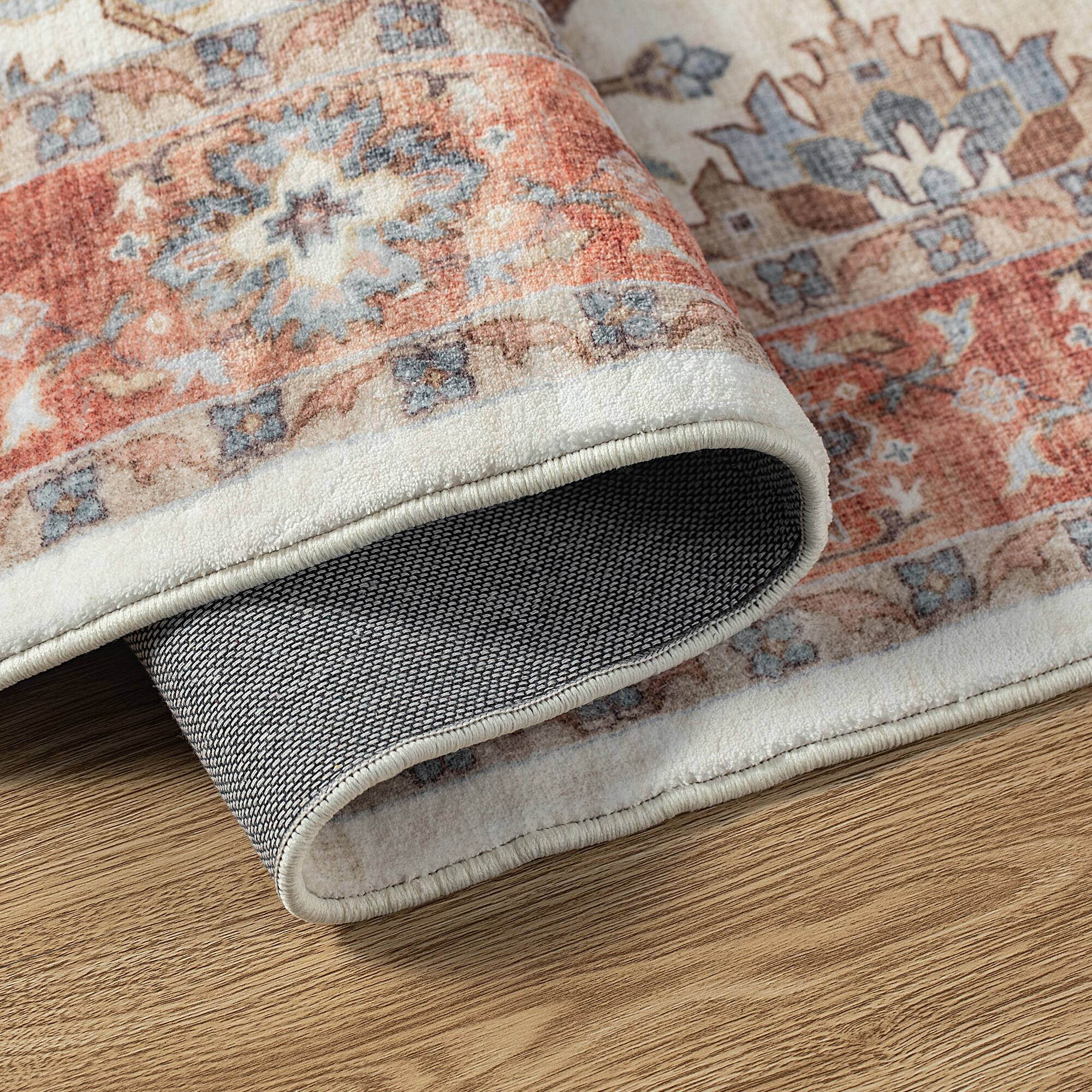 Glitzhome® Ivory & Red Oriental Area Rug