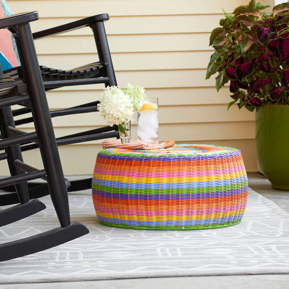 Household Essentials 9&#x22; Metal Woven Storage Ottoman