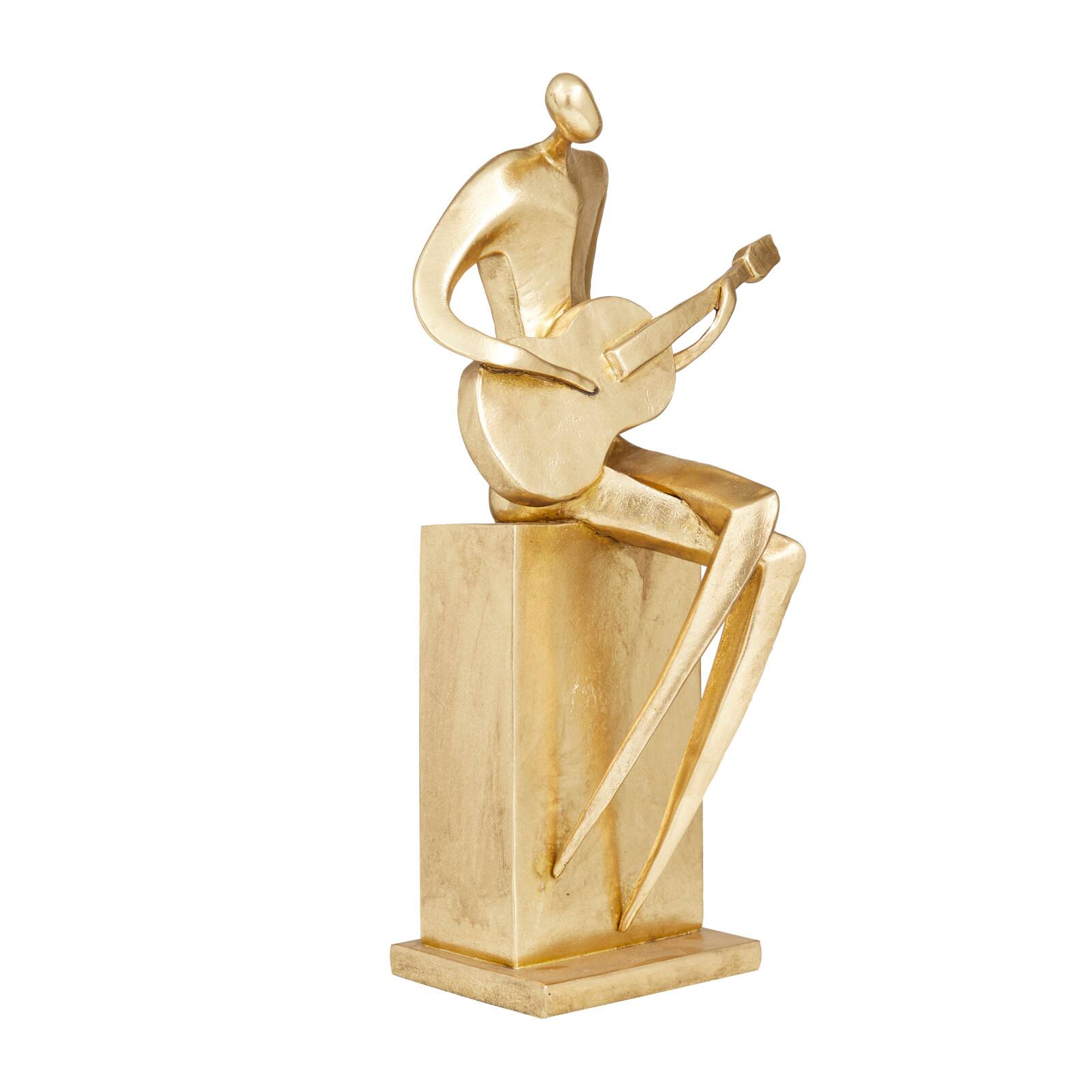 Gold Polystone Contemporary Sculpture, 17&#x22; x 9&#x22; x 7&#x22;