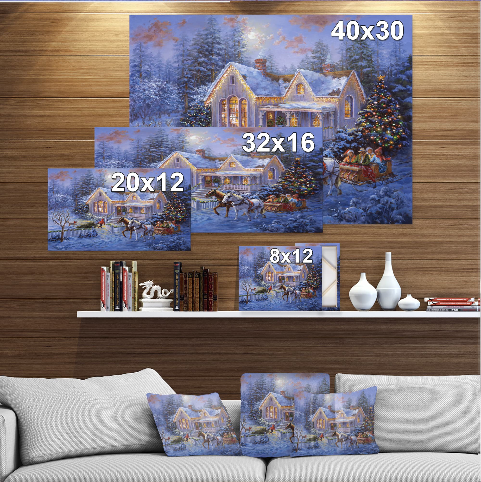 Designart Christmas Eve Family Coming Home in Sleigh Canvas Wall Art