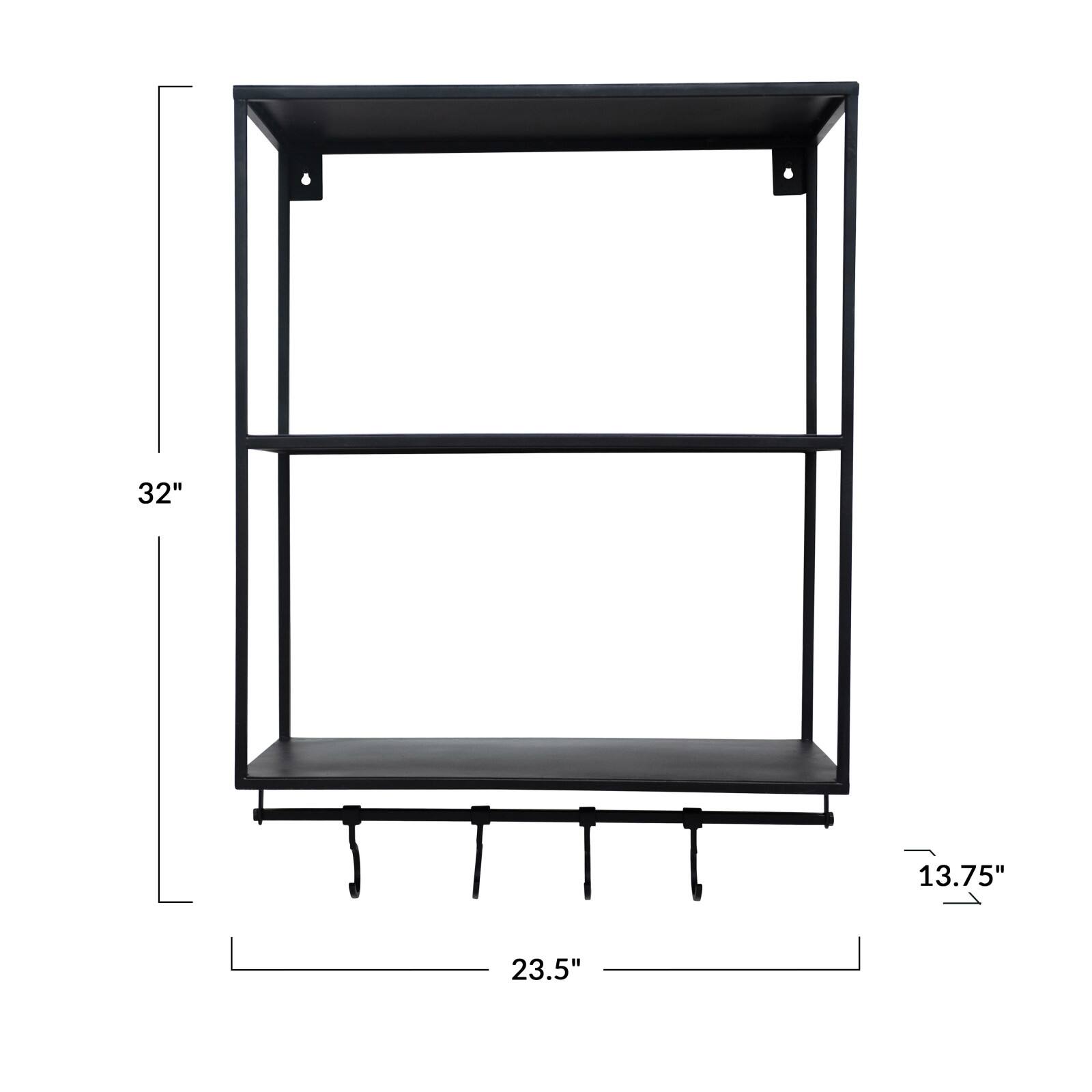 32" Decorative Black Metal Shelf with Hooks Michaels