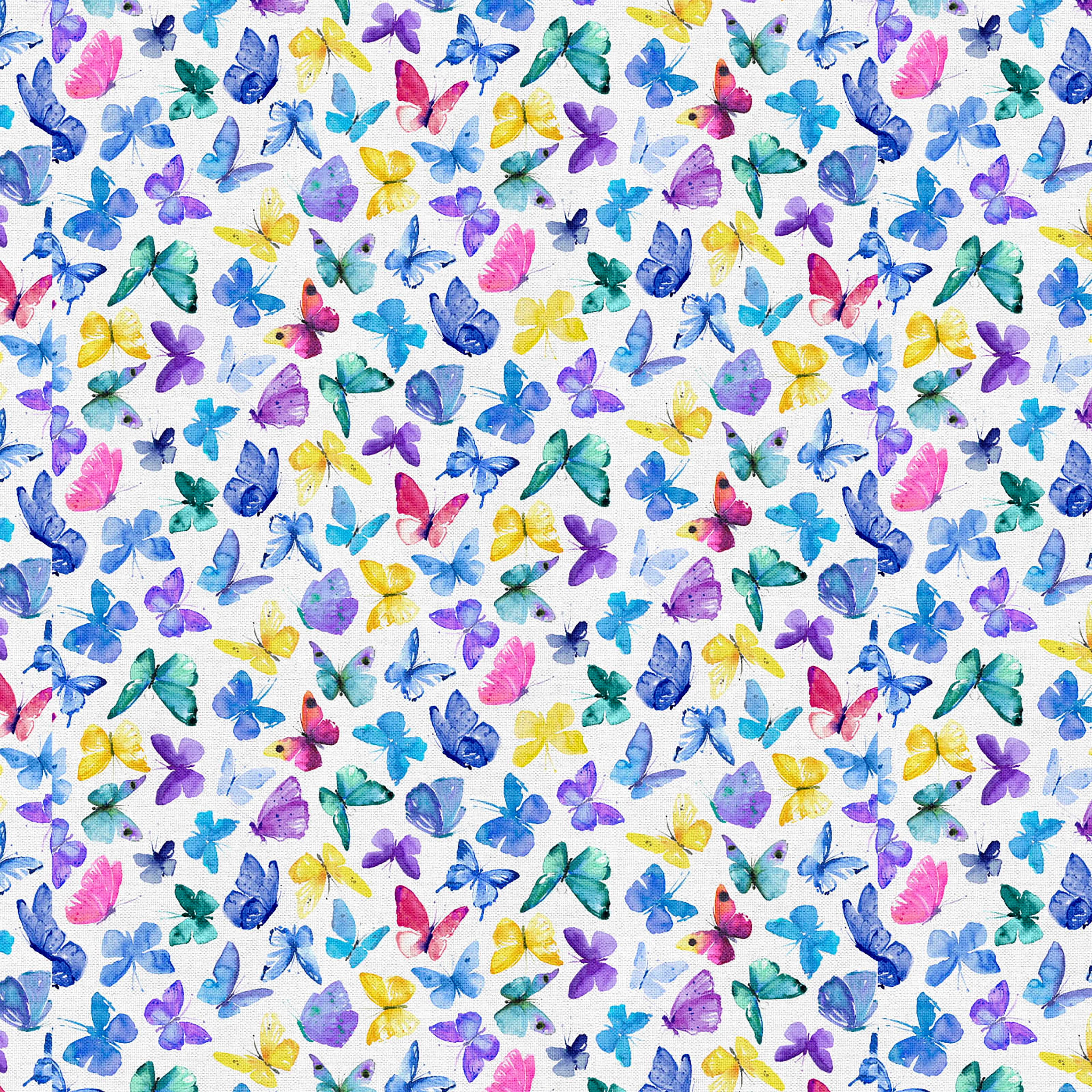 Fabric Editions White Butterflies Cotton Fabric