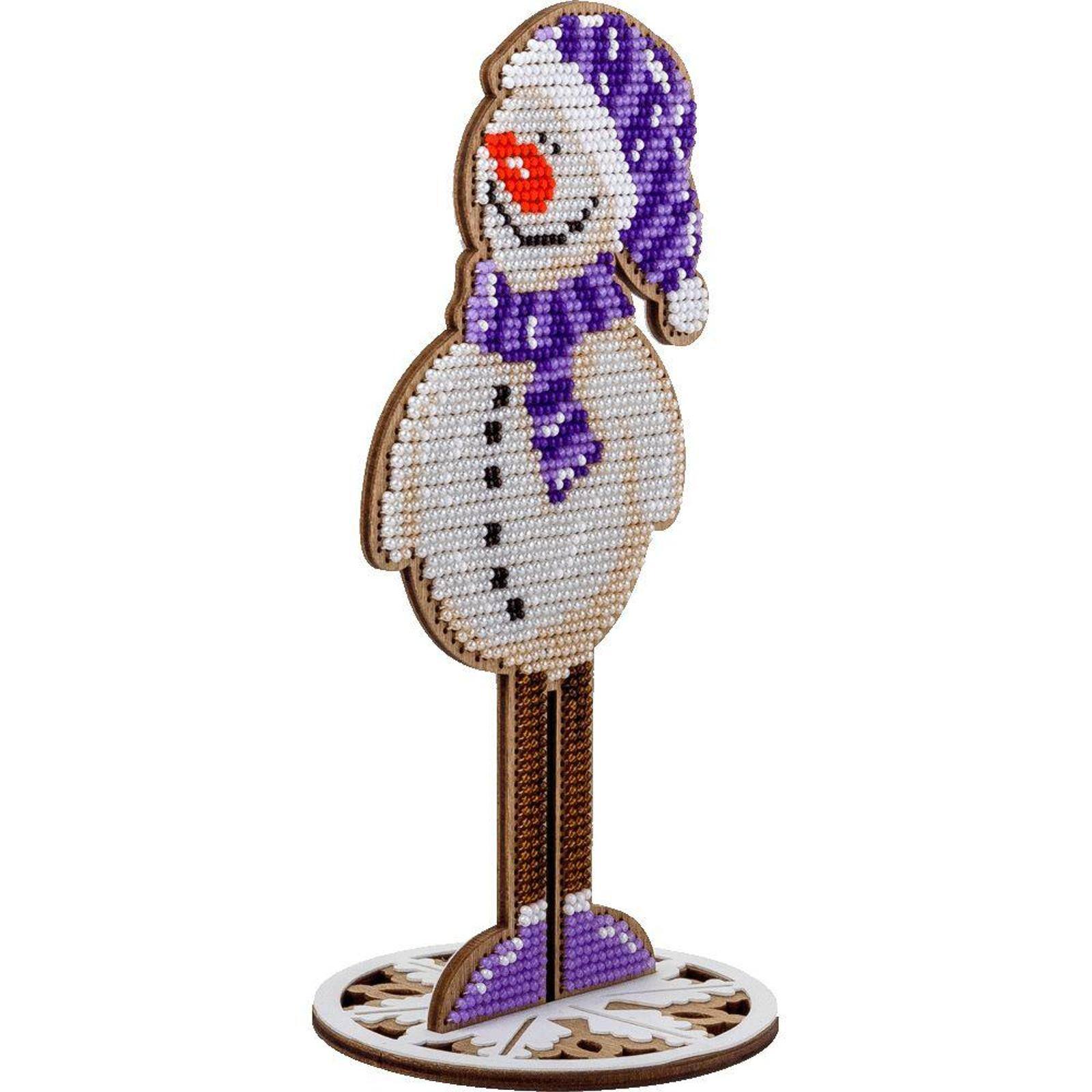 Wonderland Crafts Snowman Bead Embroidery on Wood Kit