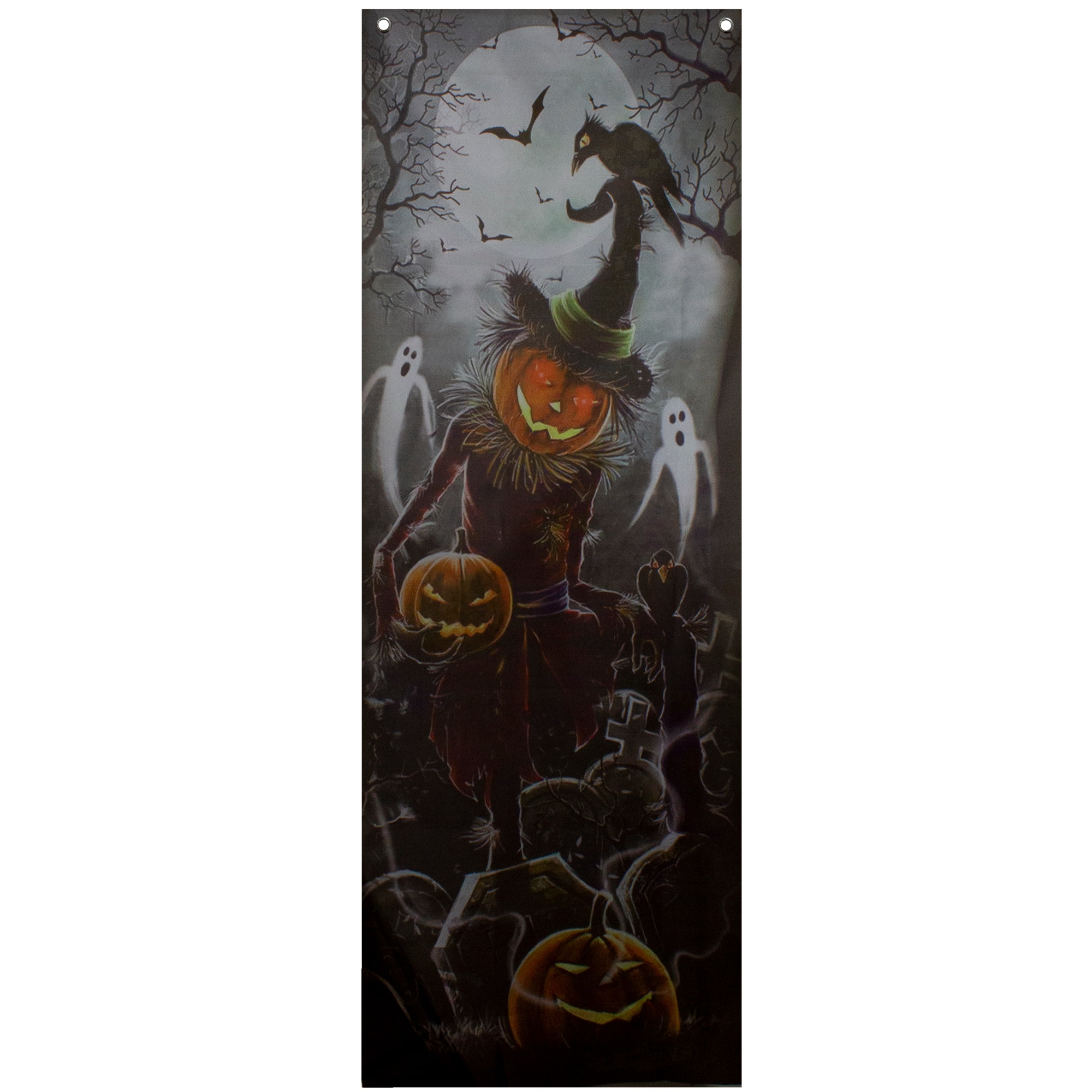 71&#x22; Scary Jack-O-Lantern Graveyard Halloween Door Decoration