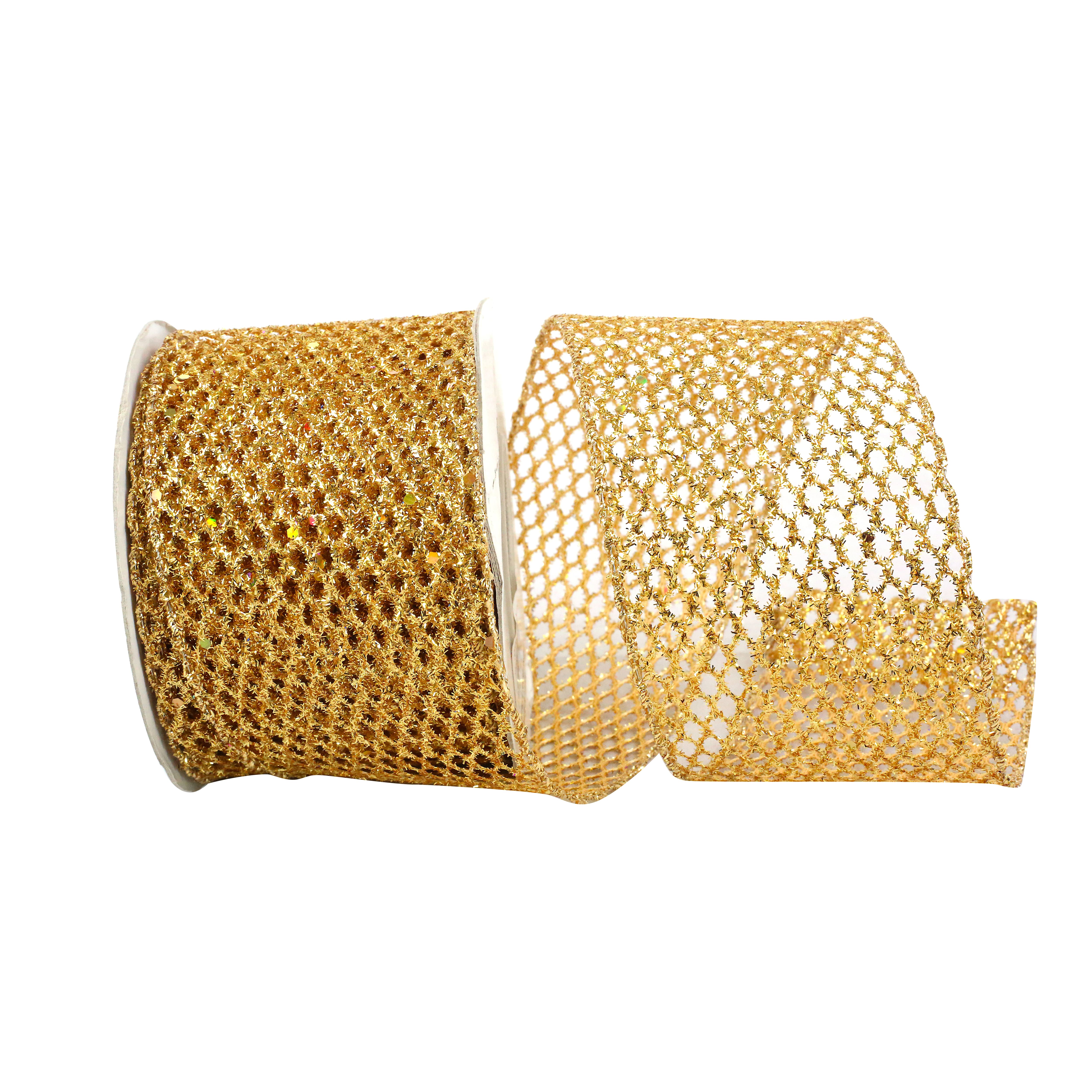 Reliant 2.5&#x22; x 10yd. Grand Net Glitter Wired Ribbon