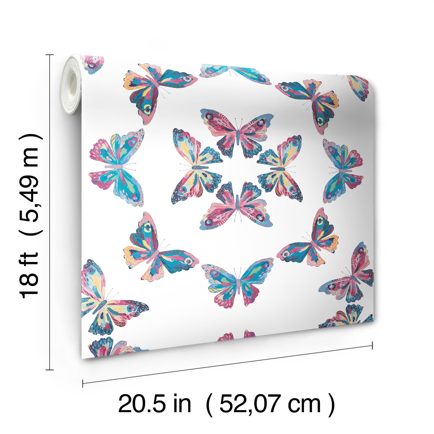 RoomMates Pink & Blue Papillon Peel & Stick Wallpaper