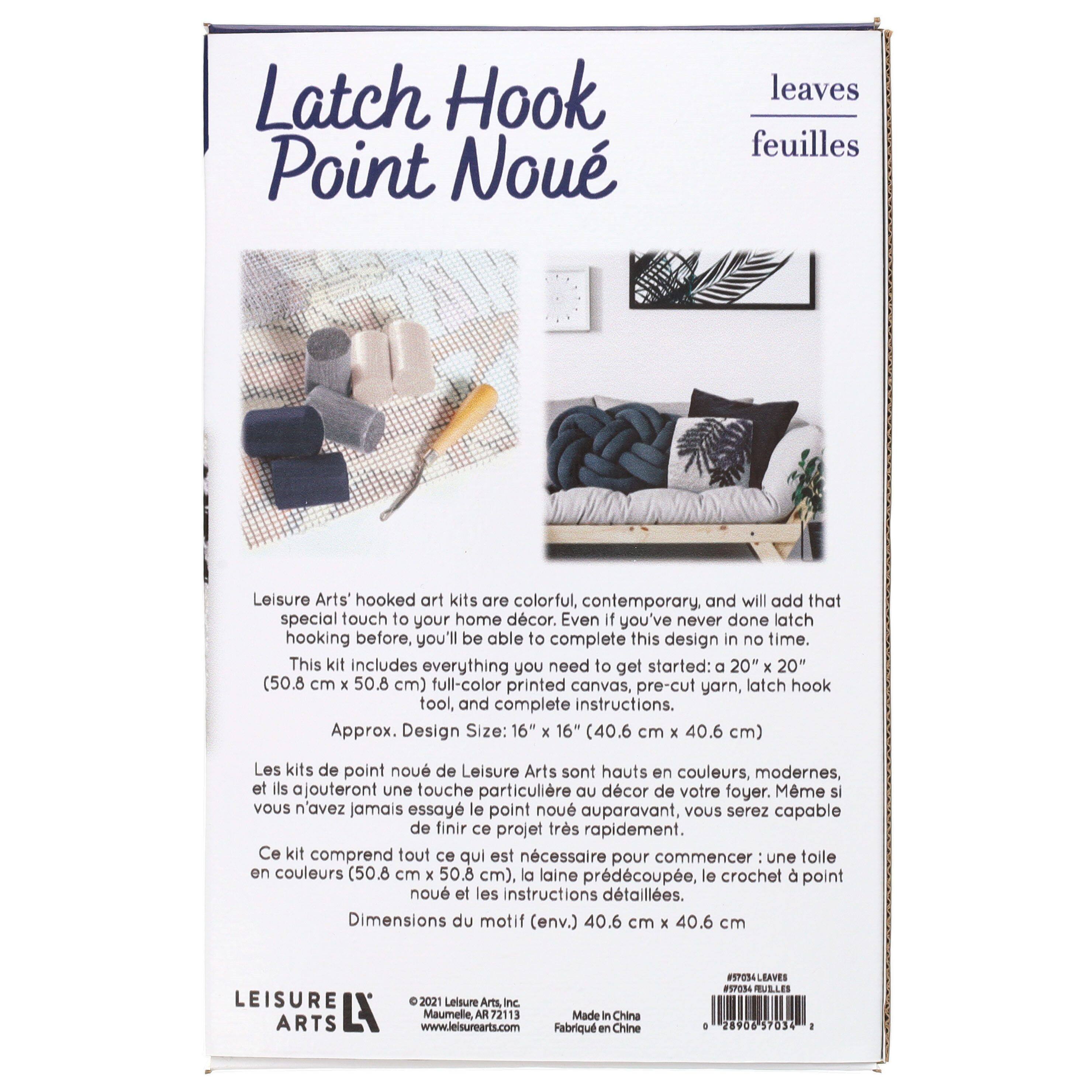 Leisure Arts&#xAE; Black &#x26; White Leaves Latch Hook Kit