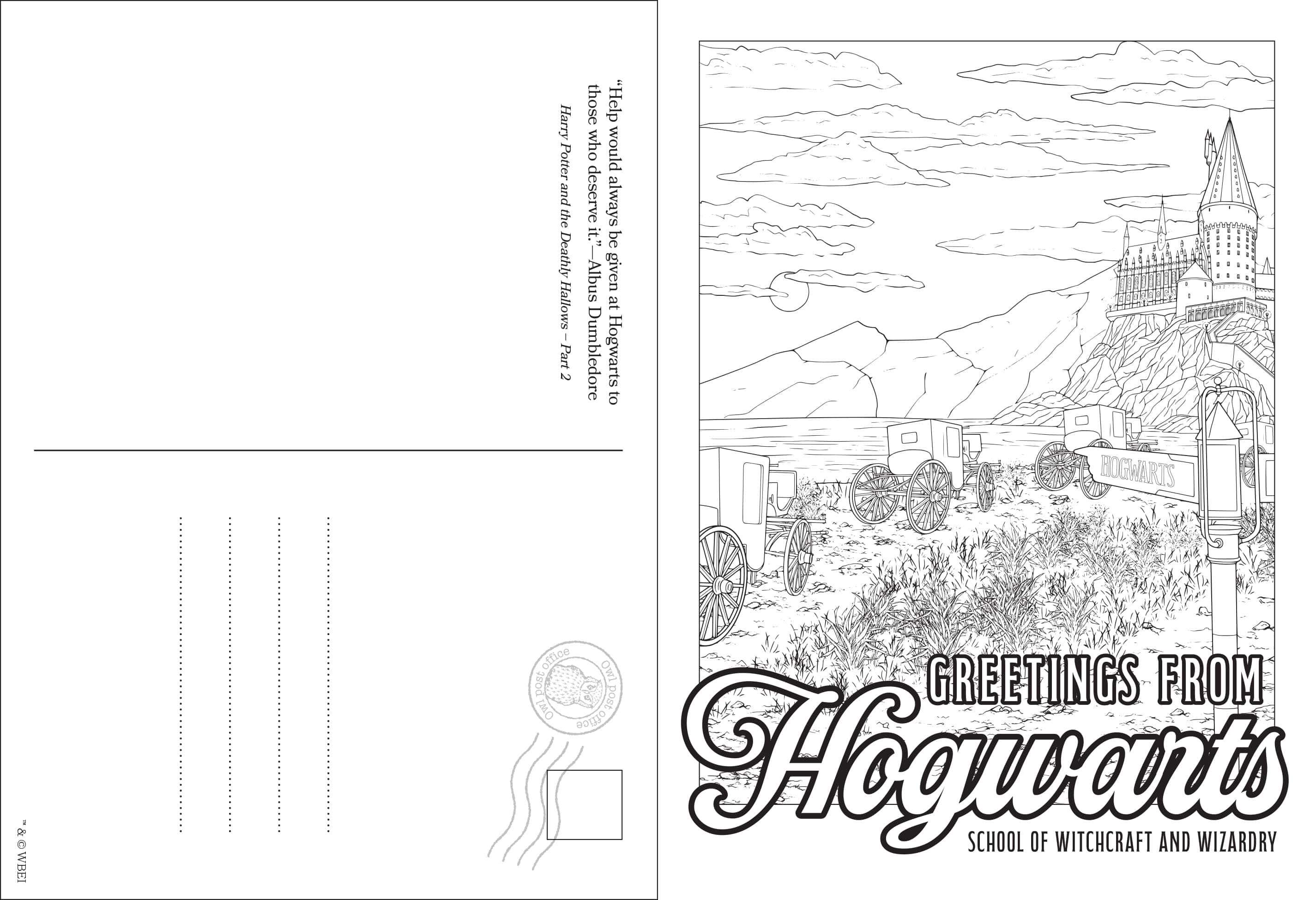 Harry Potter™ Greetings From Hogwarts™, Hogsmeade and Beyond! Postcard Coloring Book