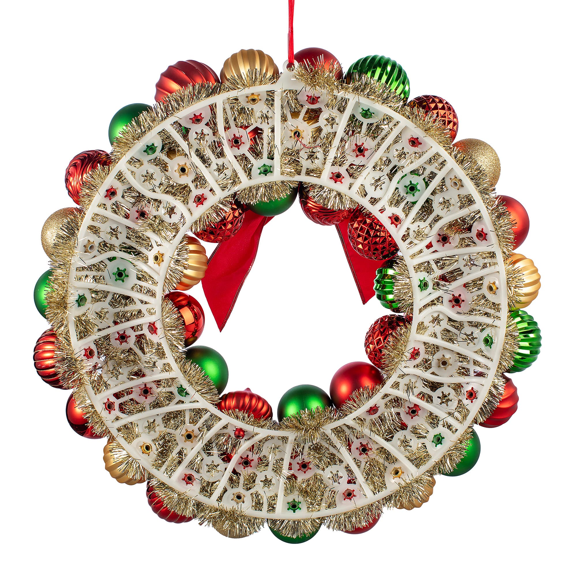 24&#x22; Red, Green &#x26; Gold Ornament Wreath with Bow by Ashland&#xAE;