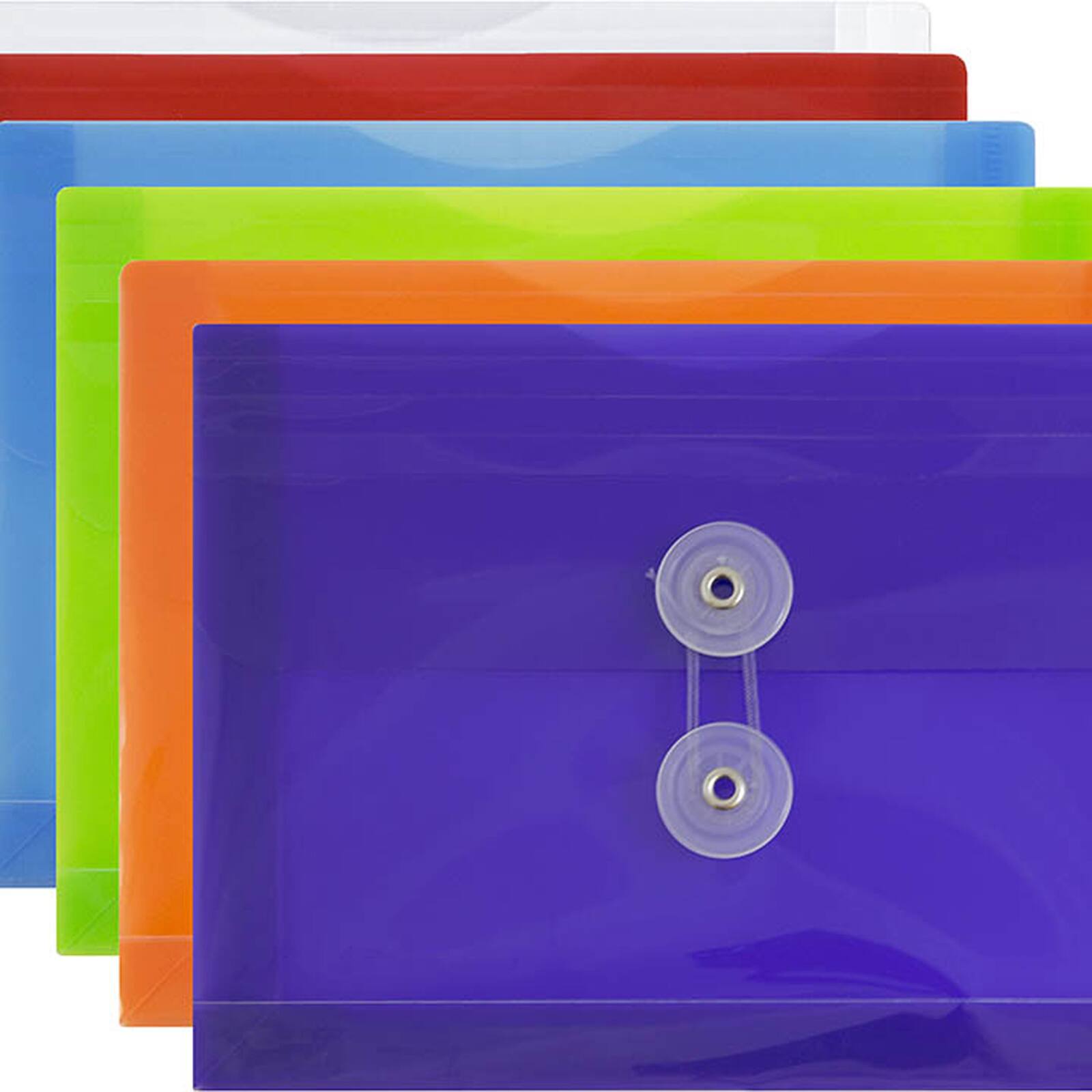 JAM Paper 5.25" x 7.5" Mixed Plastic Button String Booklet Envelopes, 18ct.