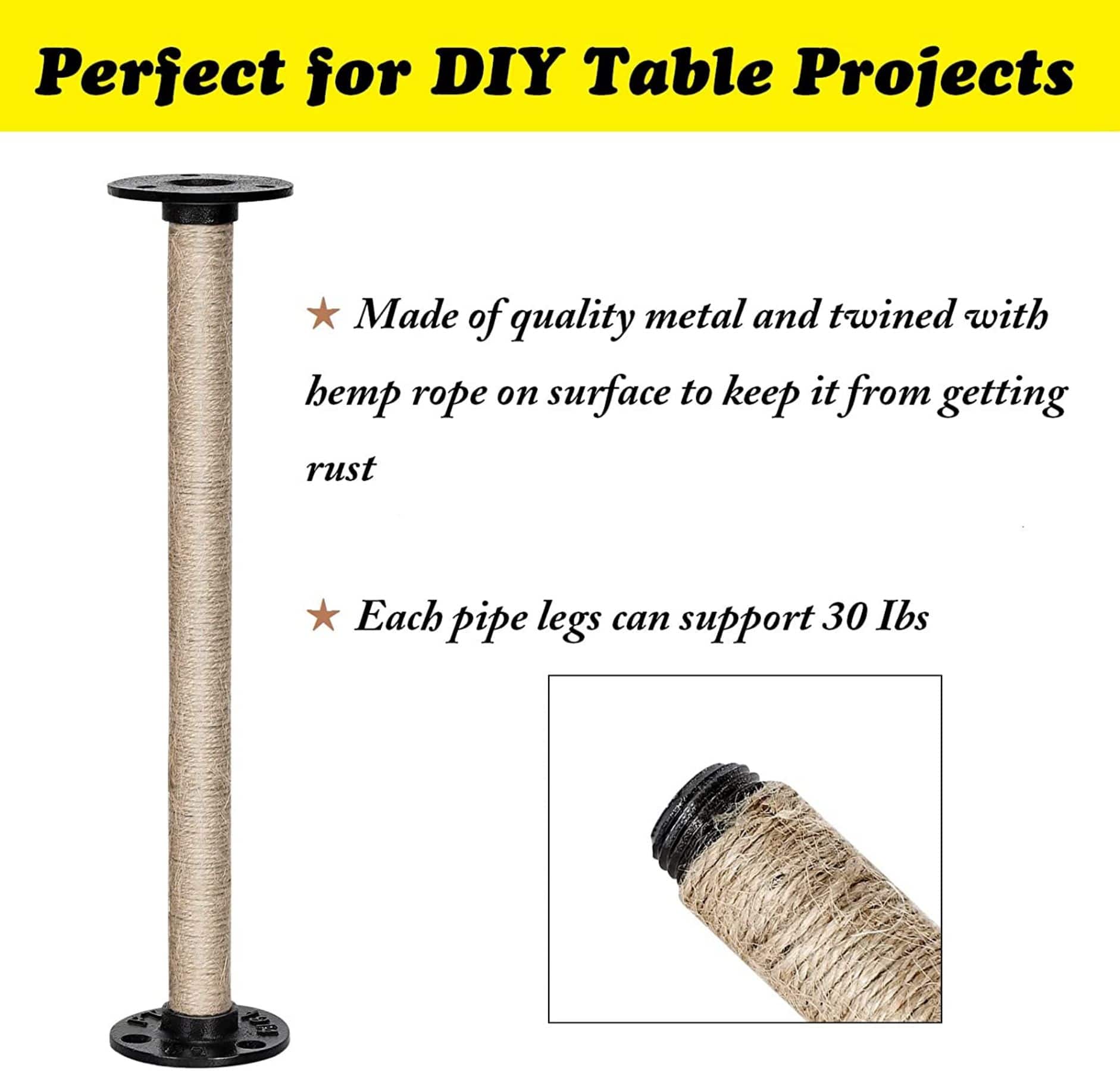 NEX&#x2122; Brown Industrial Pipe Metal Table Legs, 4ct.