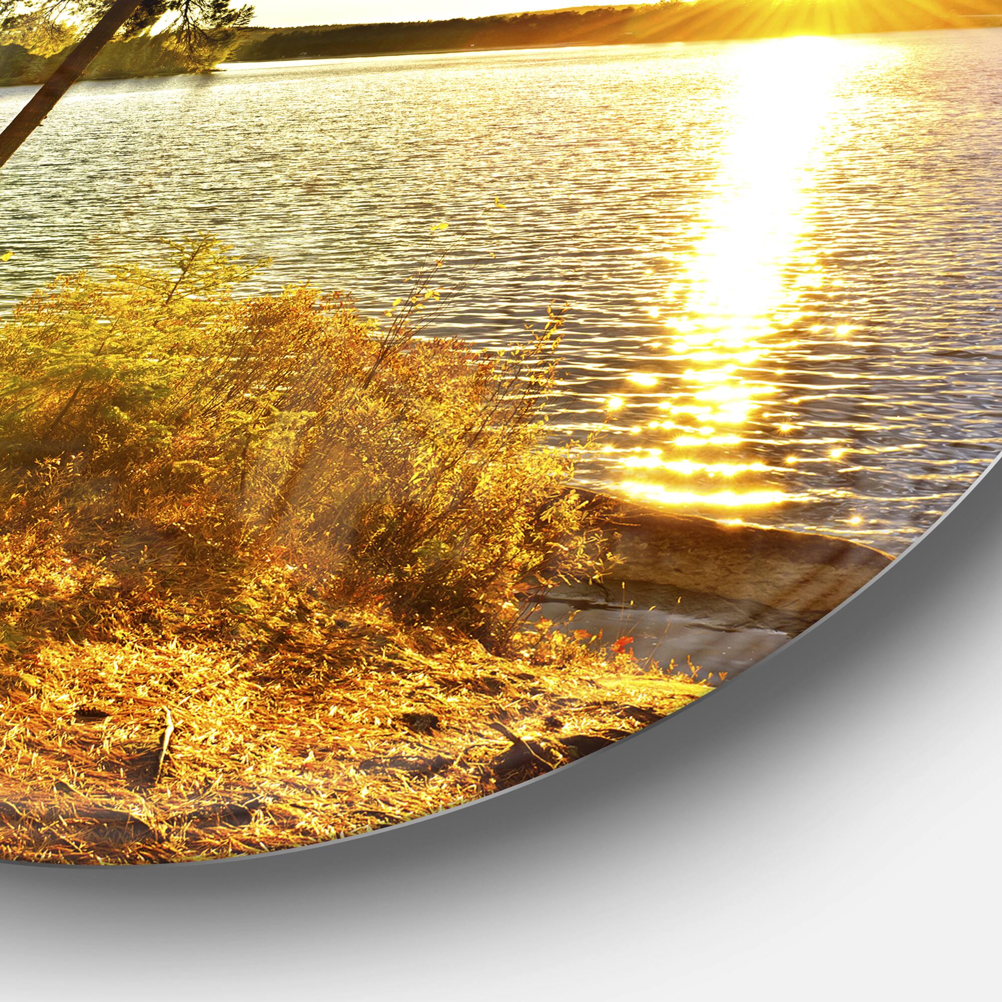 Designart - Beautiful View of Sunset over Lake&#x27; Disc Landscape Metal Circle Wall Art