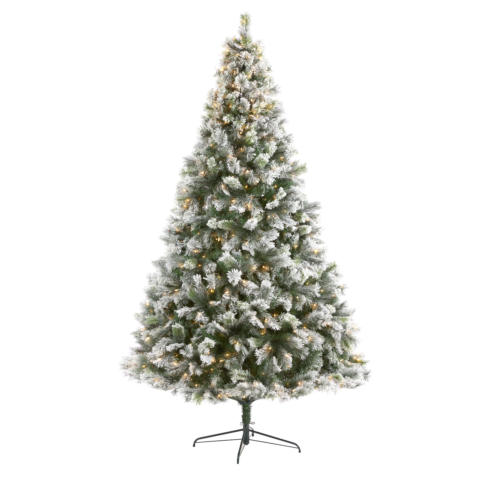 9ft. Pre-Lit Flocked Oregon Pine Artificial Christmas Tree, Clear LED Lights
