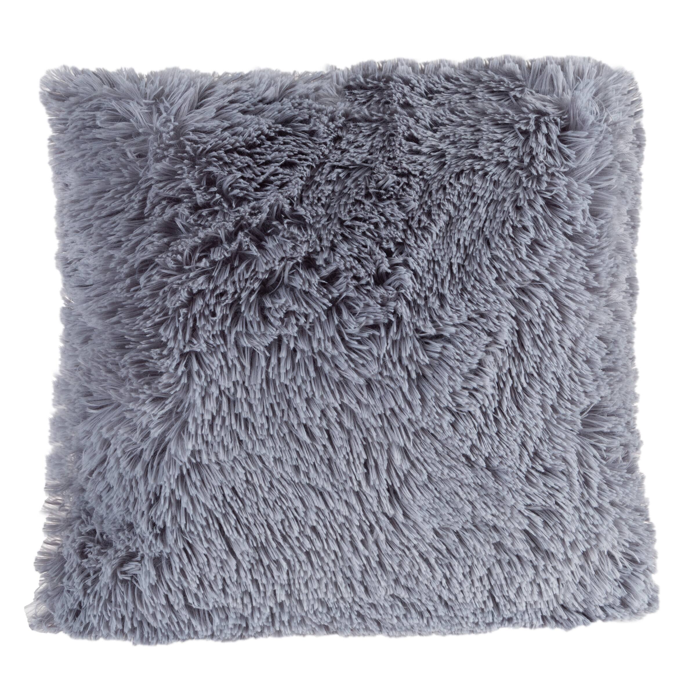 Hastings Home Faux Fur Shag Throw Pillow