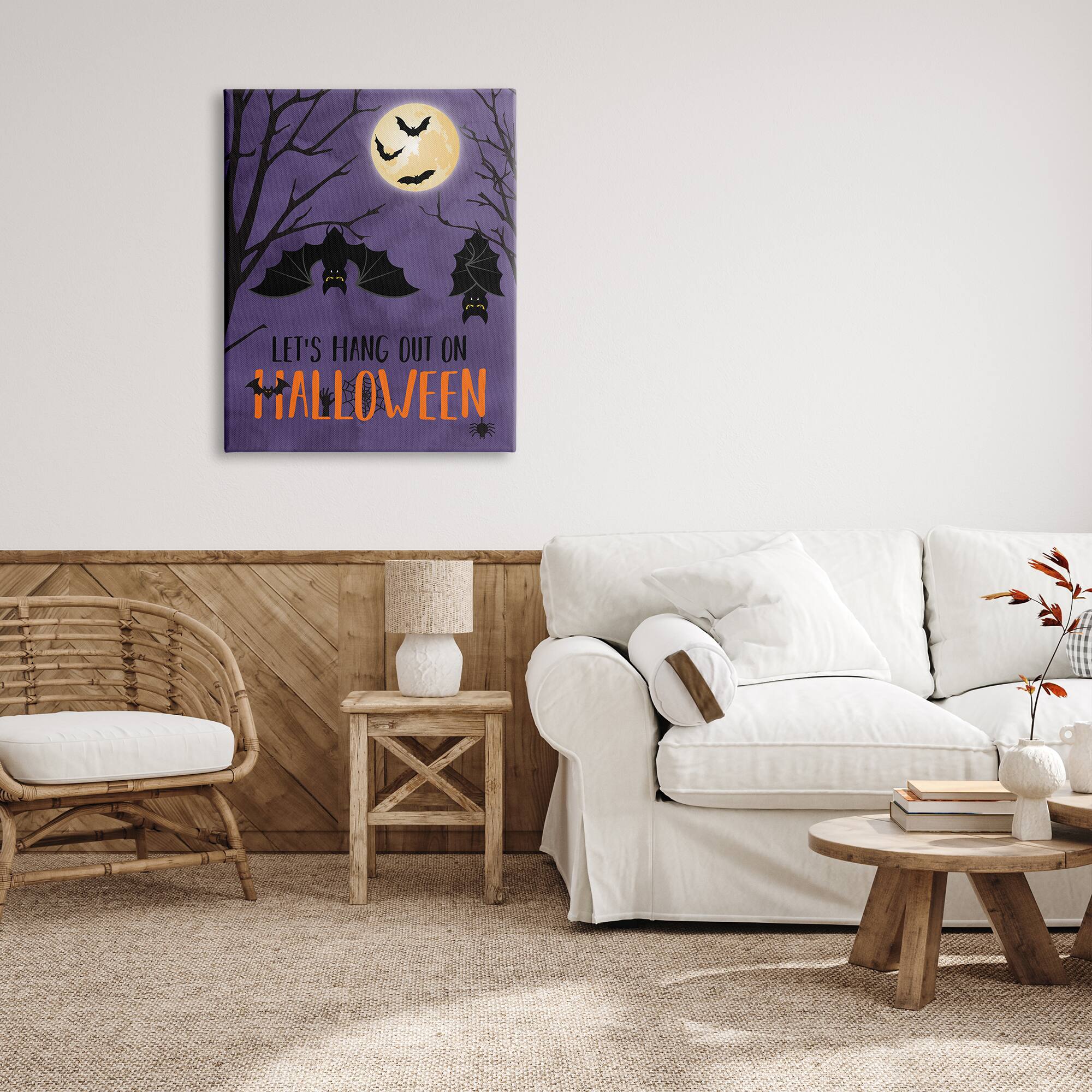 Stupell Industries Let's Hang Halloween Bats Canvas Wall Art