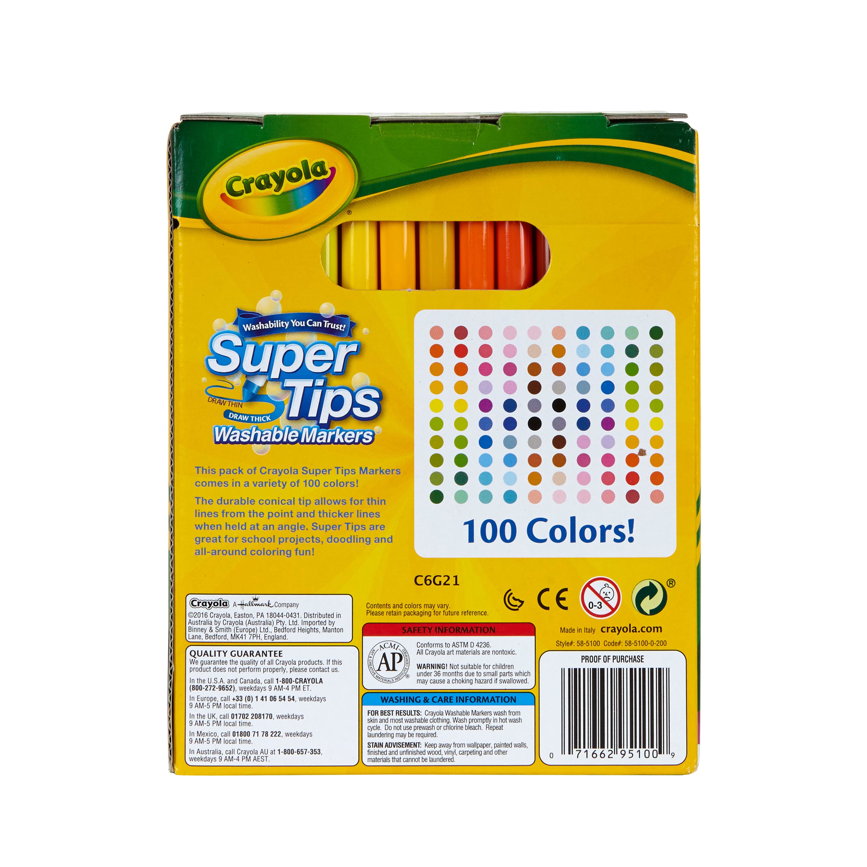 Crayola&#xAE; Super Tips 100 Color Washable Markers