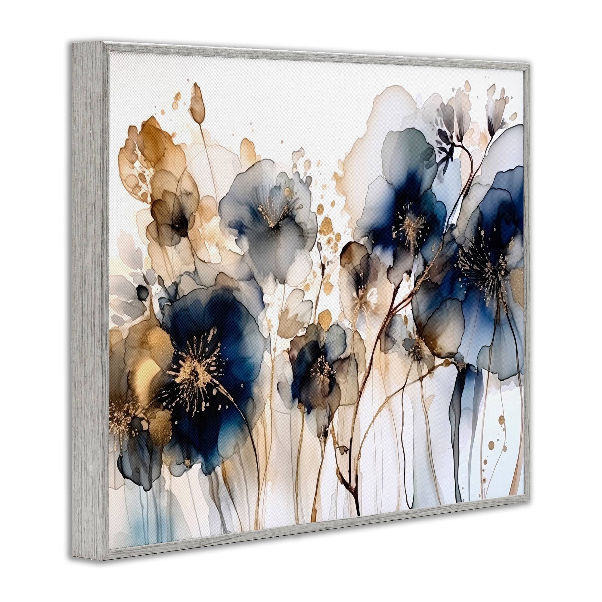 Stupell Industries Navy & Gold Abstraction Framed Giclee Art