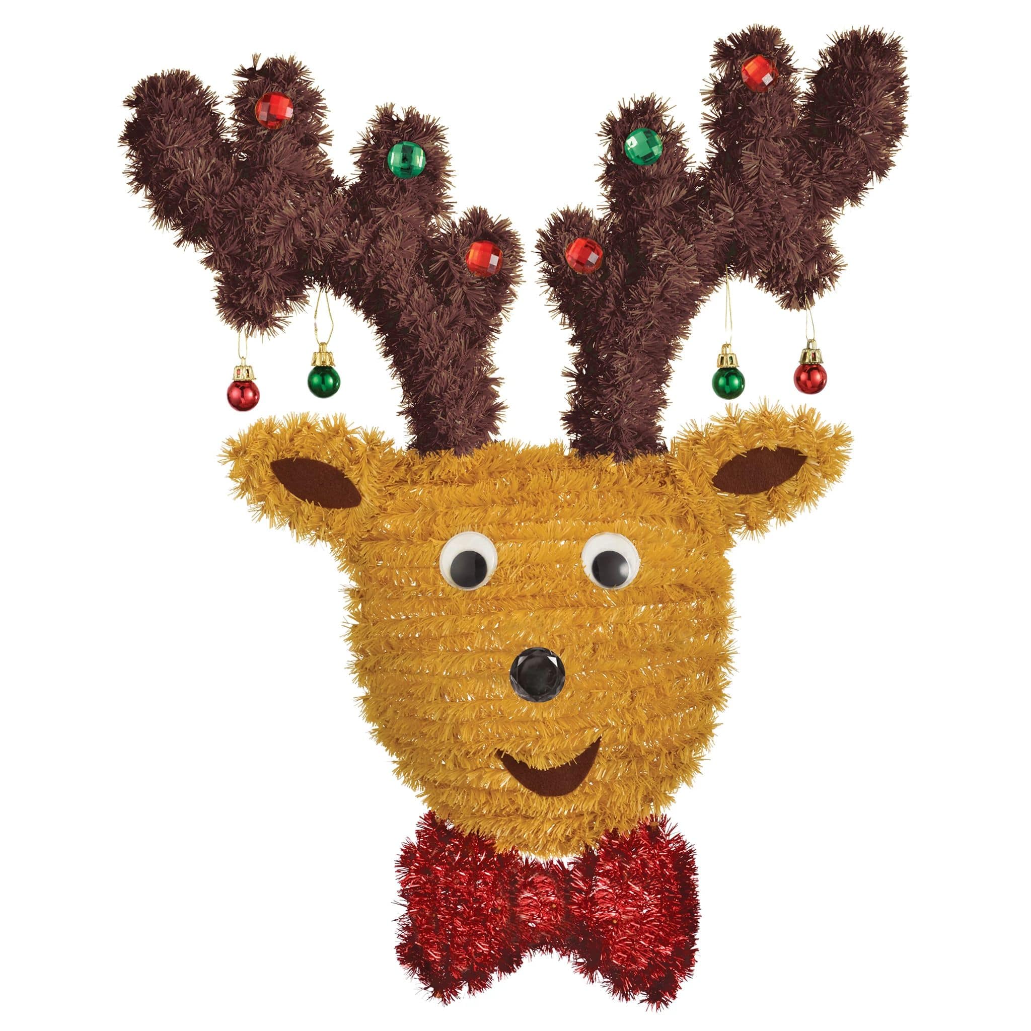 Hanging Tinsel Christmas Reindeer With Ornaments
