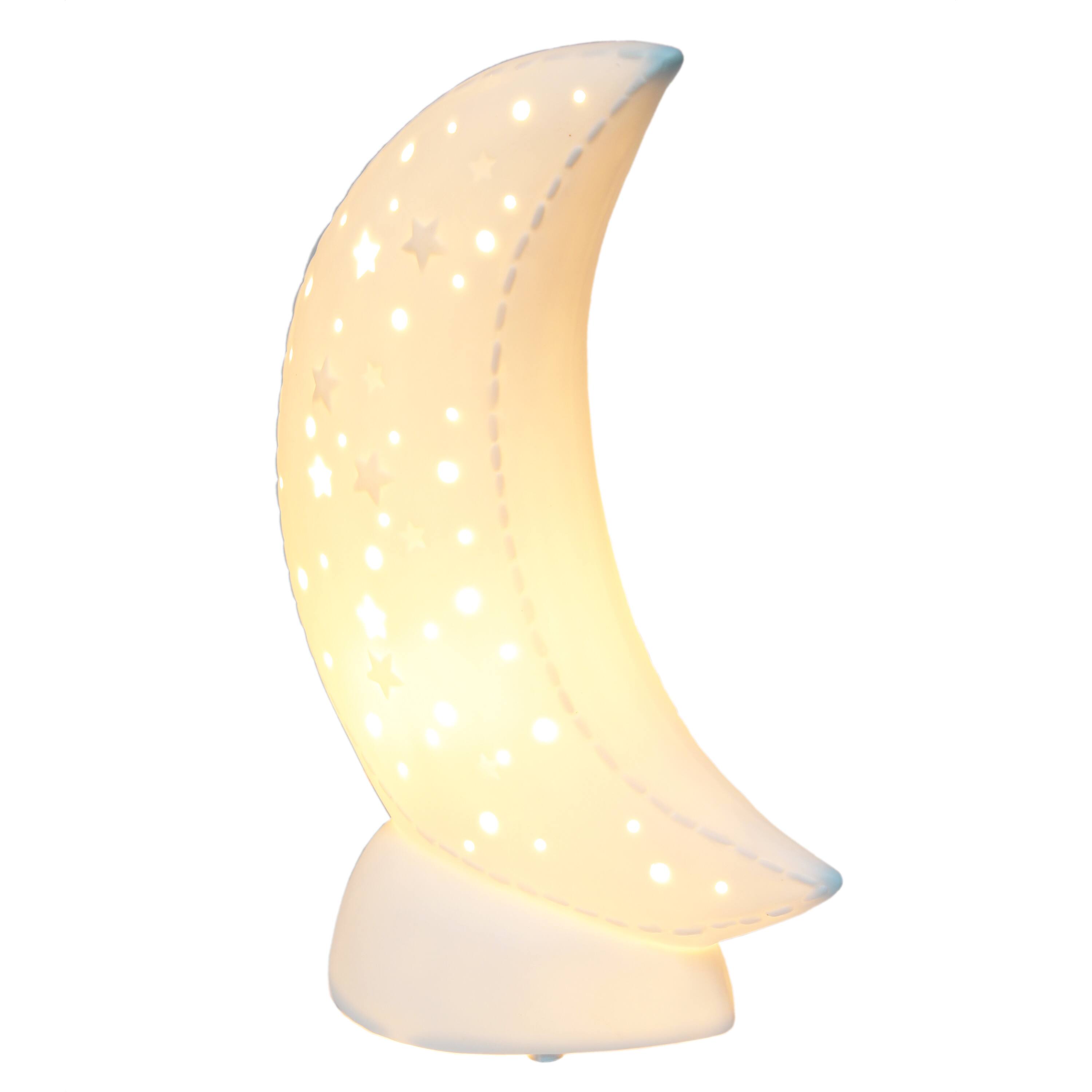 Simple Designs Porcelain Moon Shaped Table Lamp