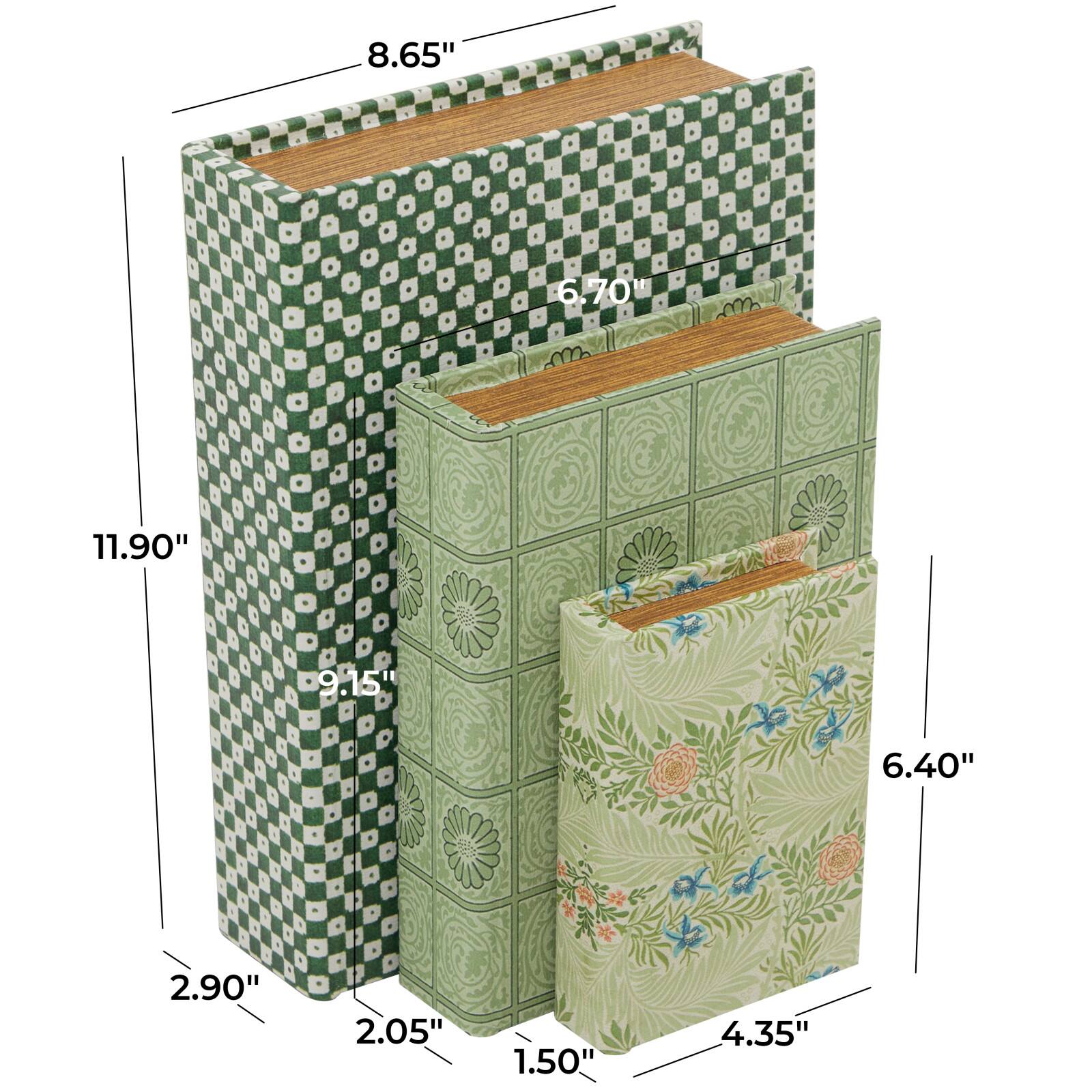 Green Faux Leather Faux Book Box Set