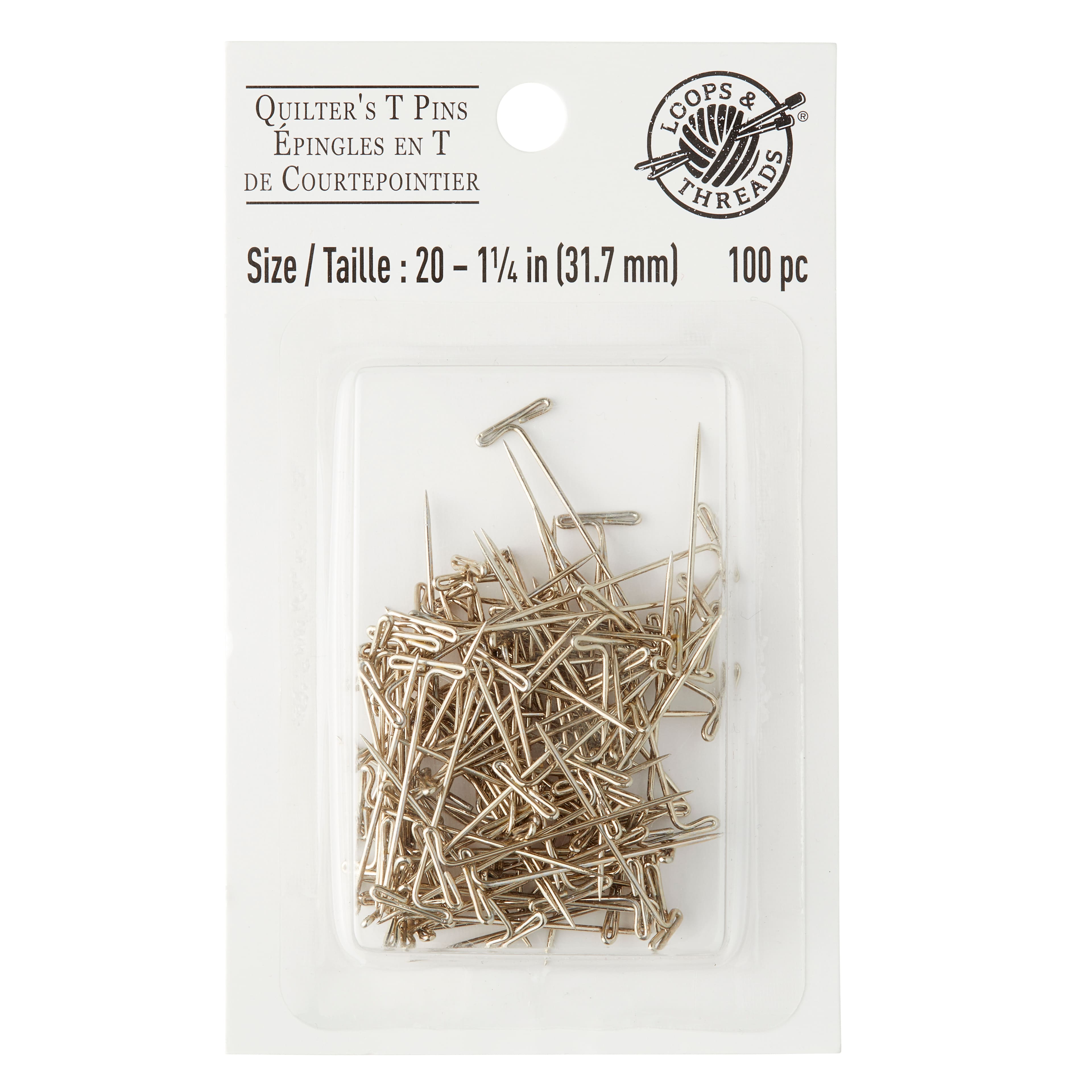 12 Packs: 100 ct. (1,200 total) 1.25" Quilter's T-Pins by Loops & Threads™