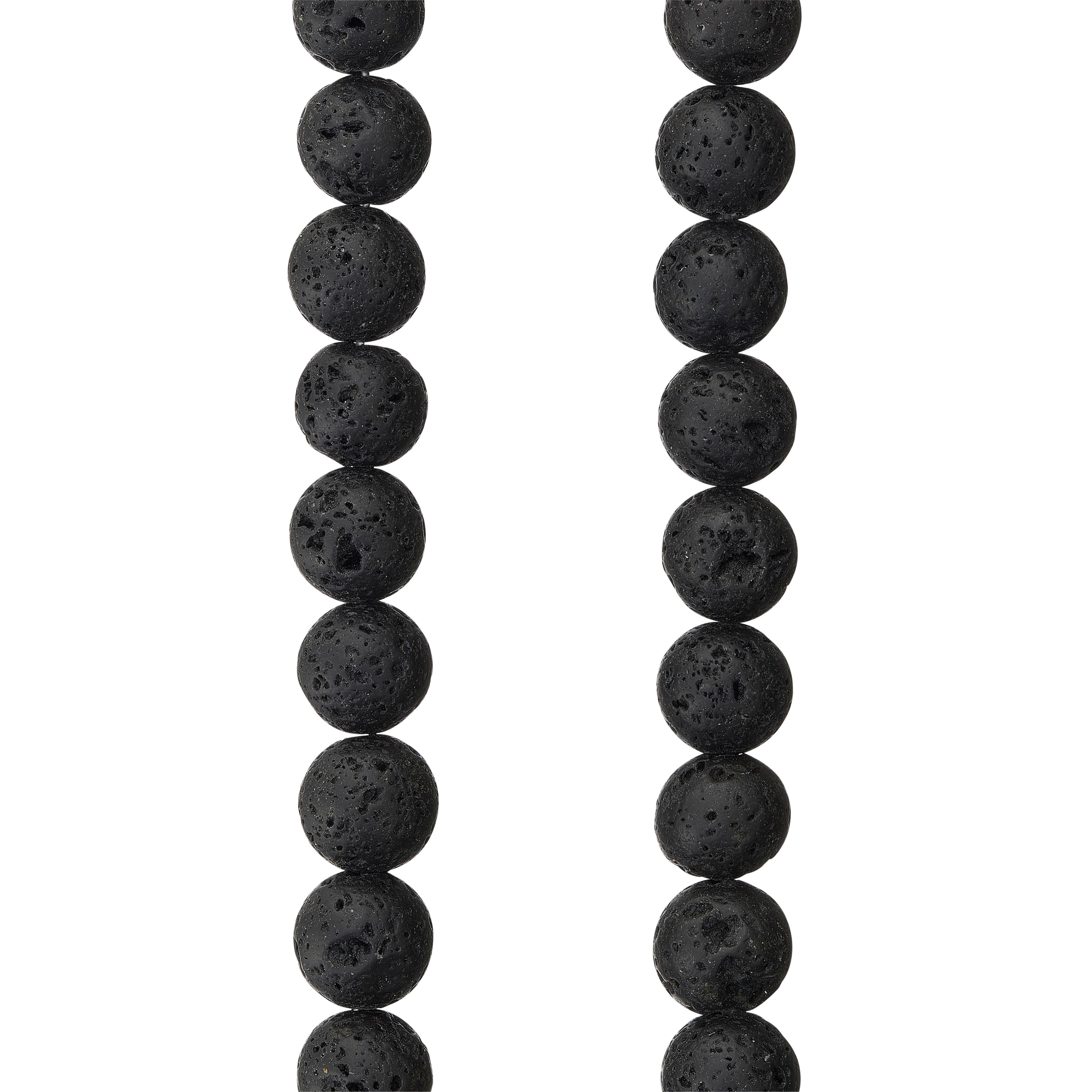 9 Pack: Black Lava Round Beads, 8mm by Bead Landing™