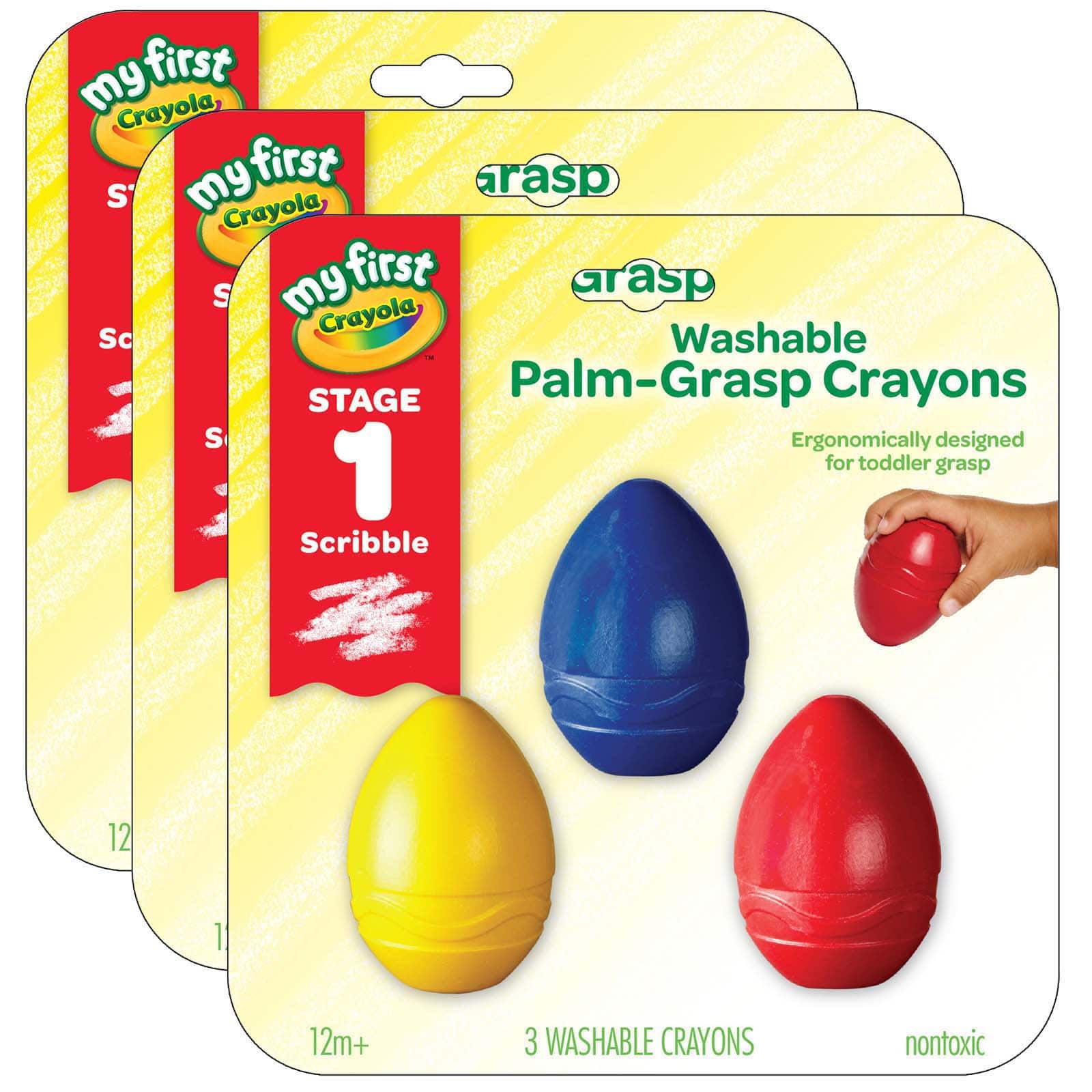 3 Packs: 3 ct. (9) My First Crayola® Washable Palm-Grasp Crayons