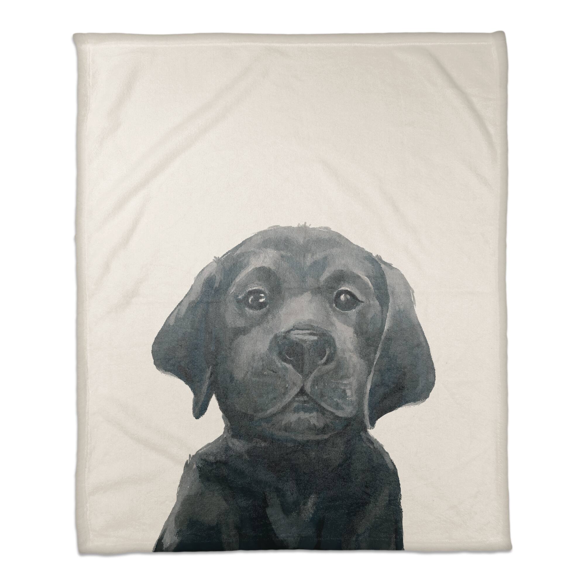 50" x 60" Black Lab Puppy Coral Fleece Blanket