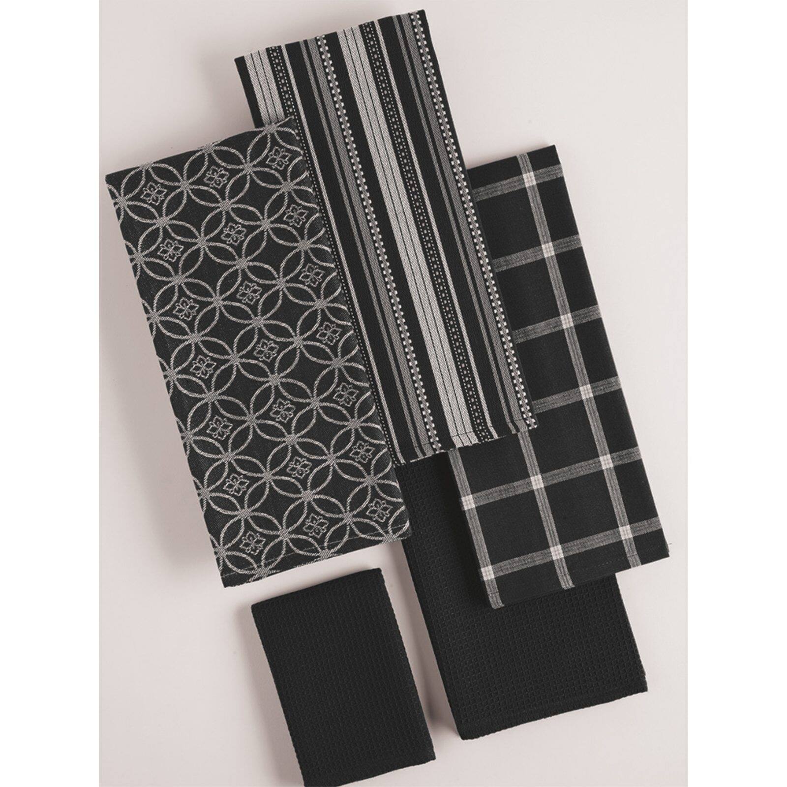 DII&#xAE; Black Dishtowel &#x26; Dishcloth Set
