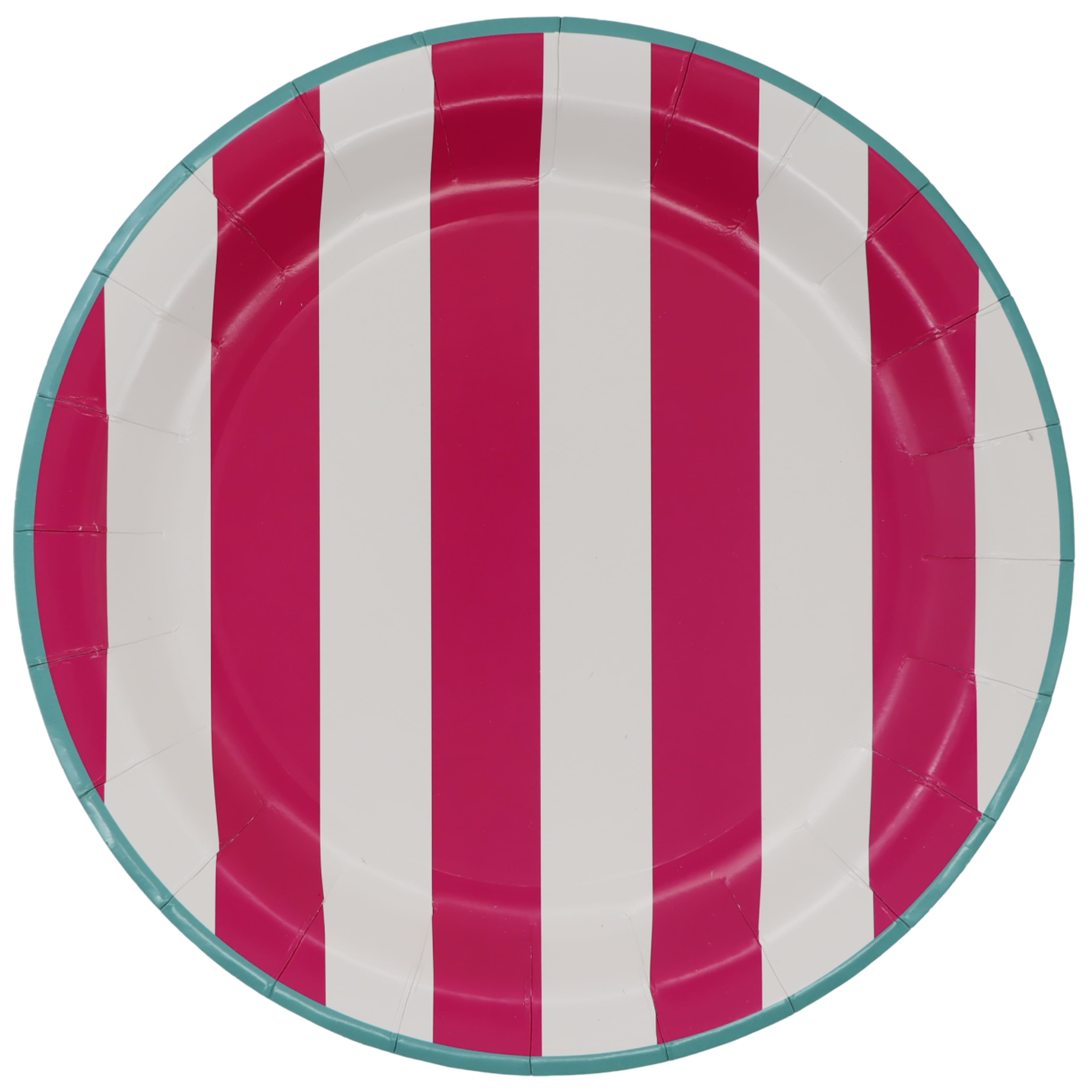 9" Hot Pink Stripes Paper Plates, 12ct. by Ashland®