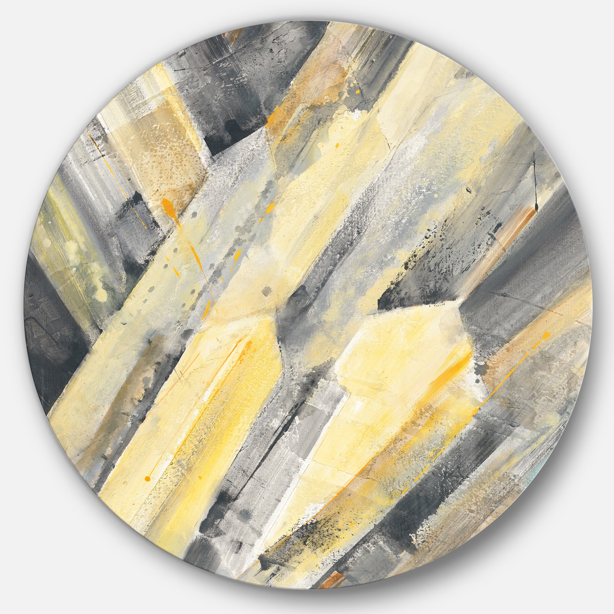 Designart - Geometric Beige Glacier - Geometric Metal Circle Wall Art