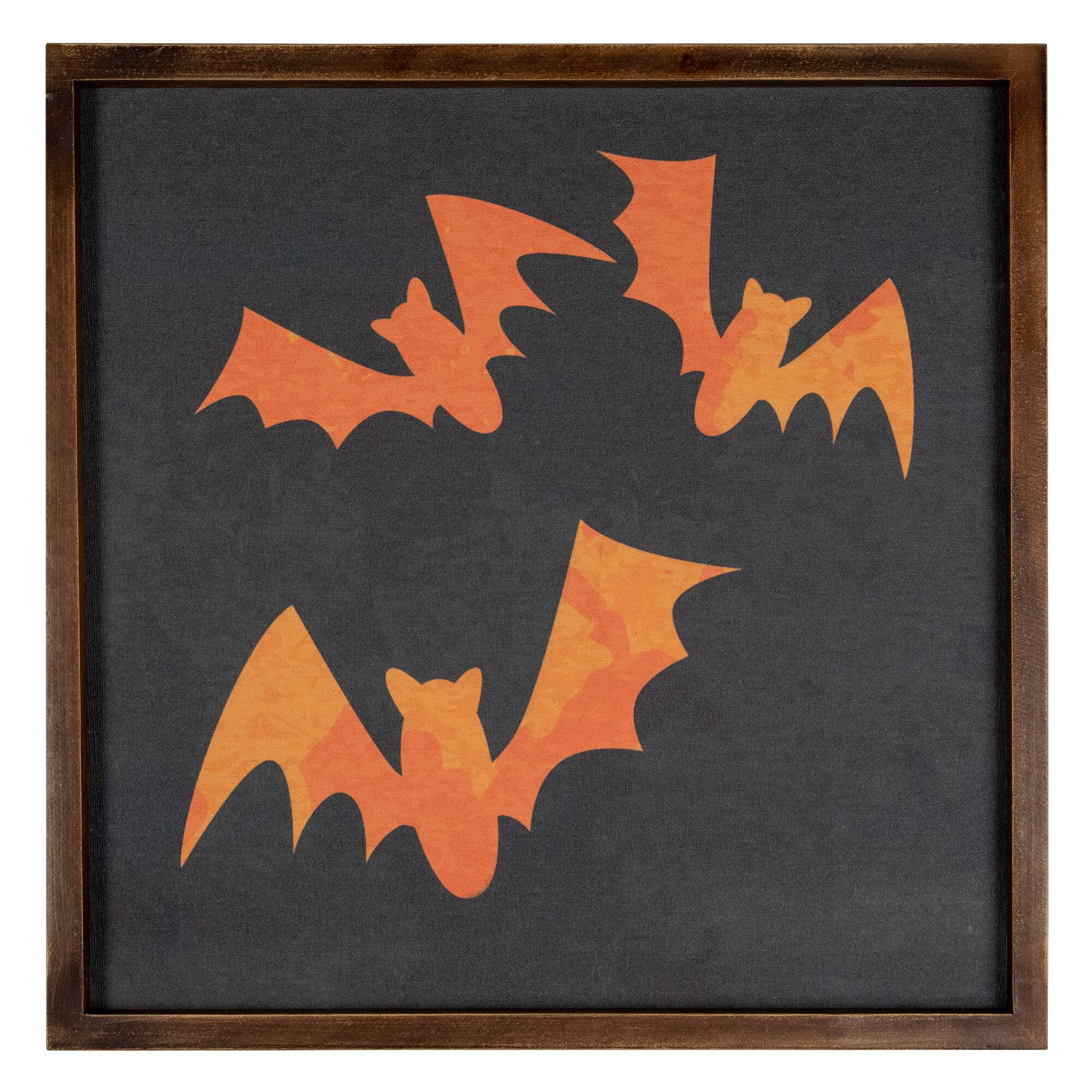 Orange Bat Silhouettes Framed Halloween Wall Décor