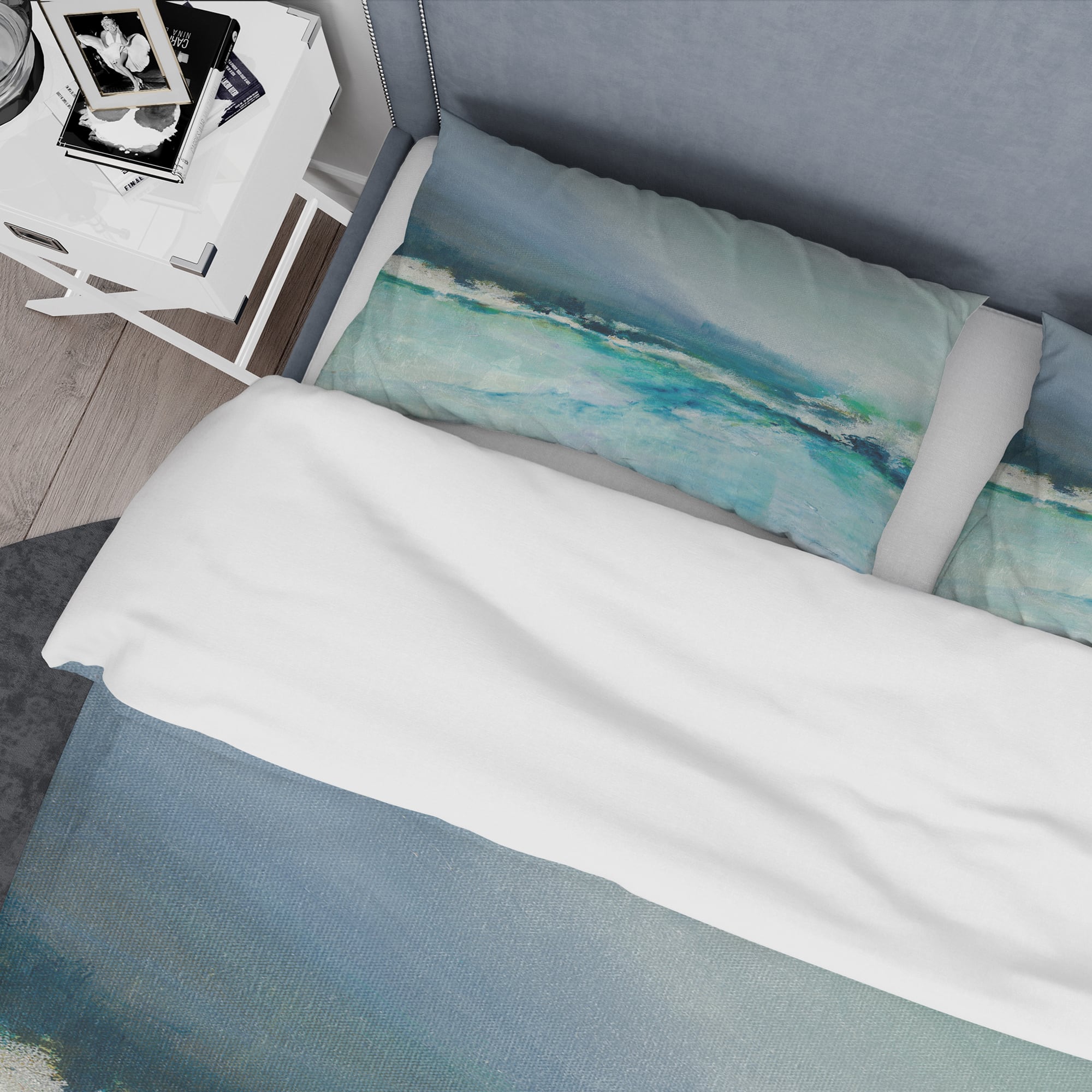 Designart &#x27;Indigo Abstract Watercolor Blue&#x27; Coastal Bedding Set - Duvet Cover &#x26; Shams