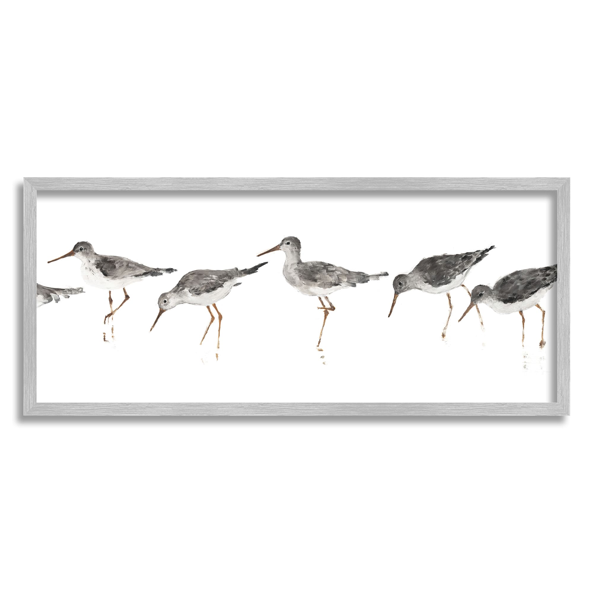 Stupell Industries Beach Bird Sandpipers Painting Wall Art in Gray Frame
