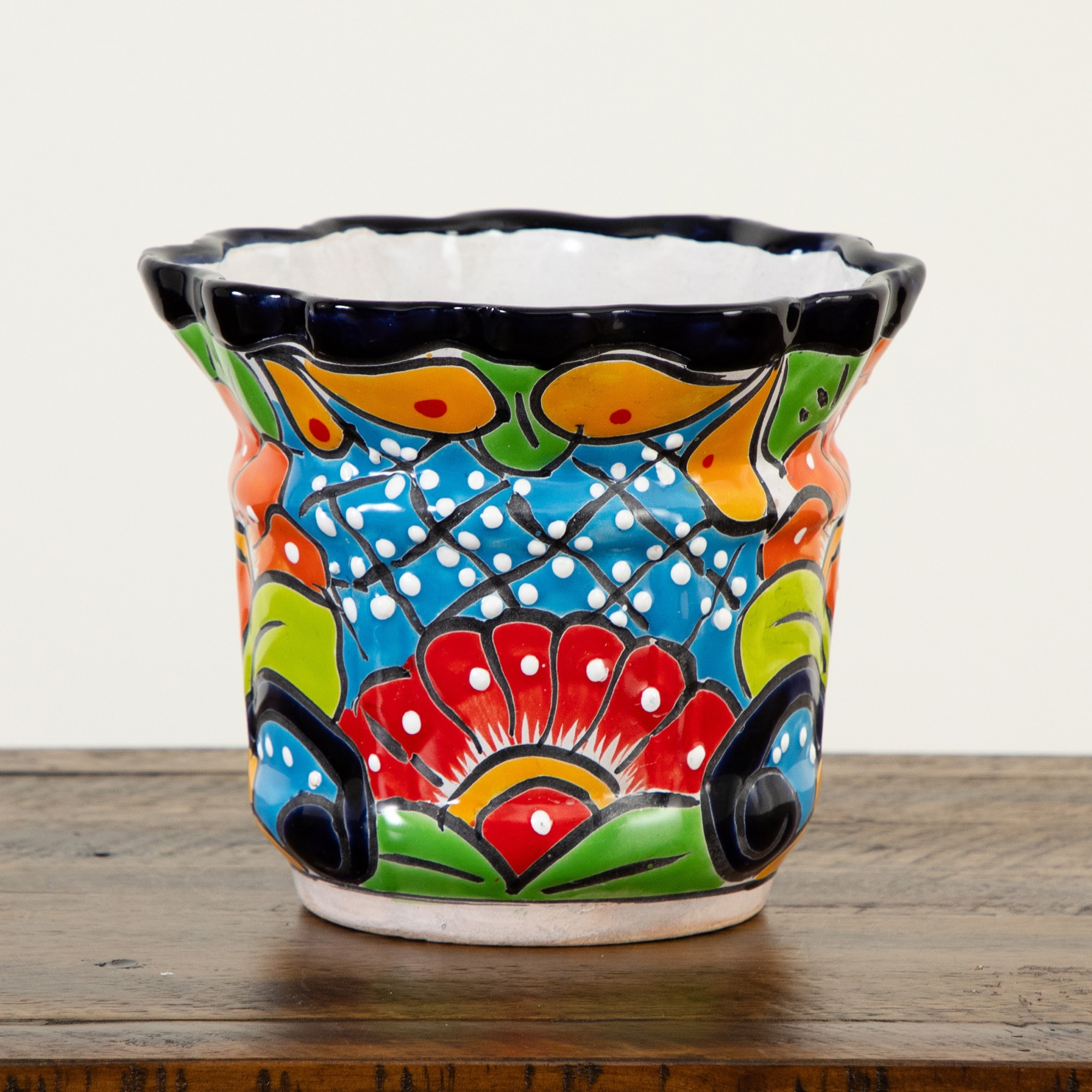 8" Handmade Mexican Talavera Ceramic Planter